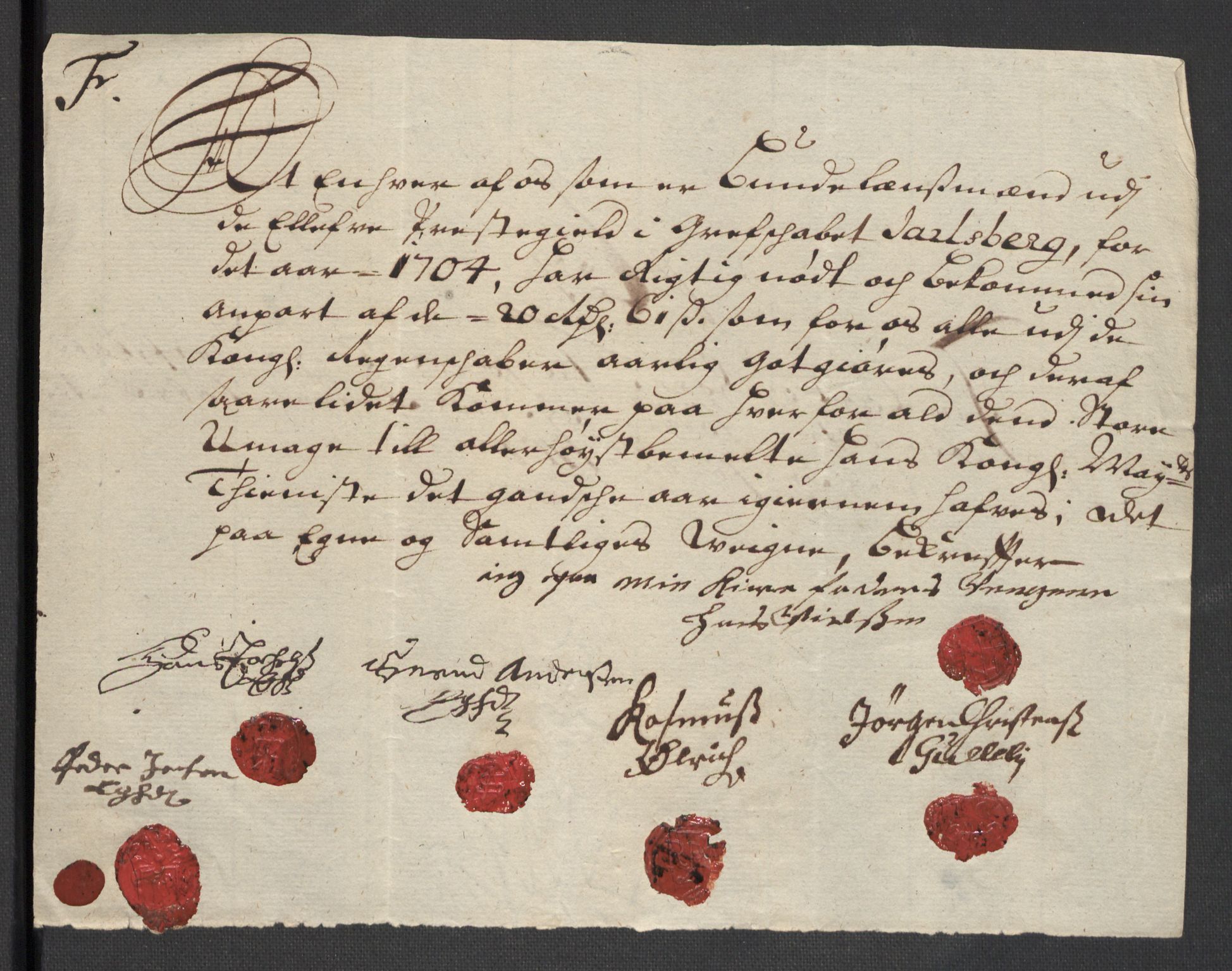 Rentekammeret inntil 1814, Reviderte regnskaper, Fogderegnskap, AV/RA-EA-4092/R32/L1871: Fogderegnskap Jarlsberg grevskap, 1703-1705, s. 391