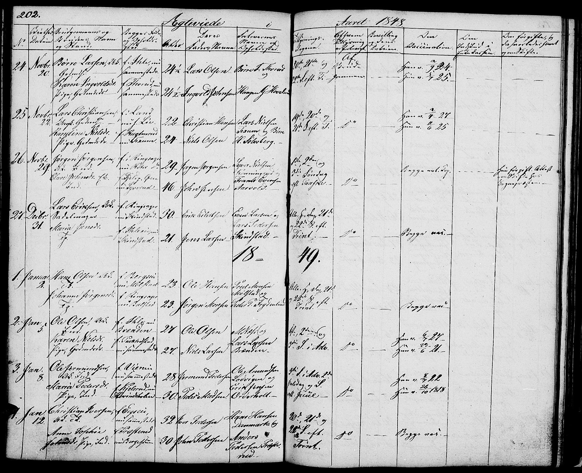 Nes prestekontor, Hedmark, SAH/PREST-020/L/La/L0004: Klokkerbok nr. 4, 1832-1861, s. 202