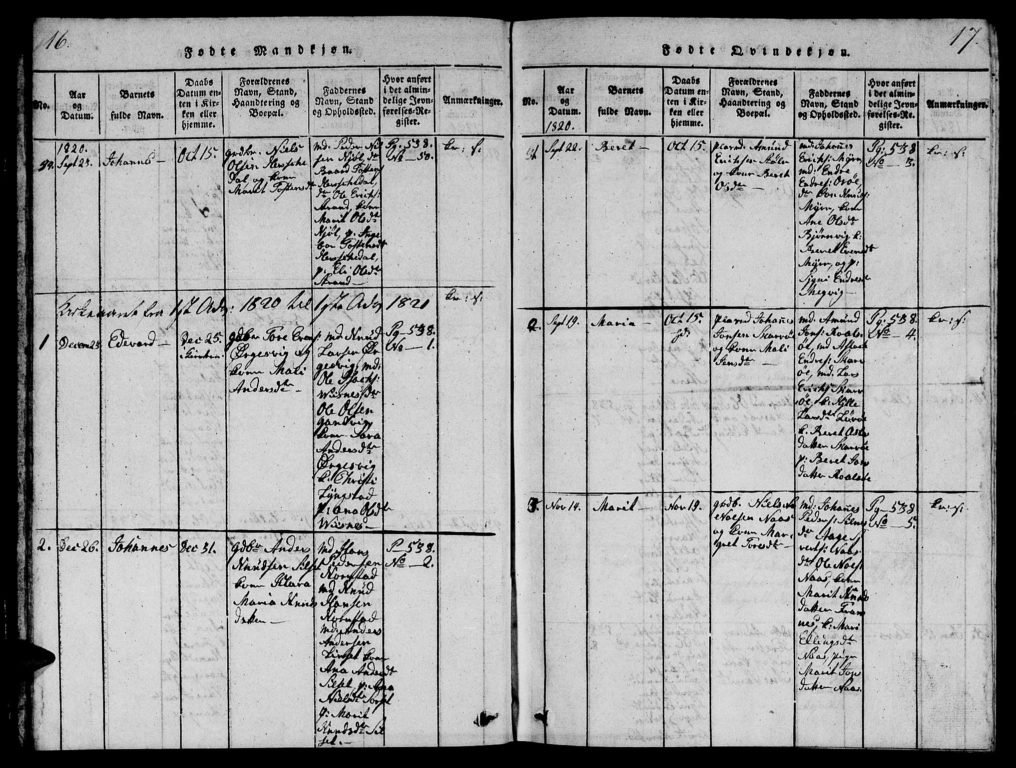 Ministerialprotokoller, klokkerbøker og fødselsregistre - Møre og Romsdal, AV/SAT-A-1454/570/L0831: Ministerialbok nr. 570A05, 1819-1829, s. 16-17