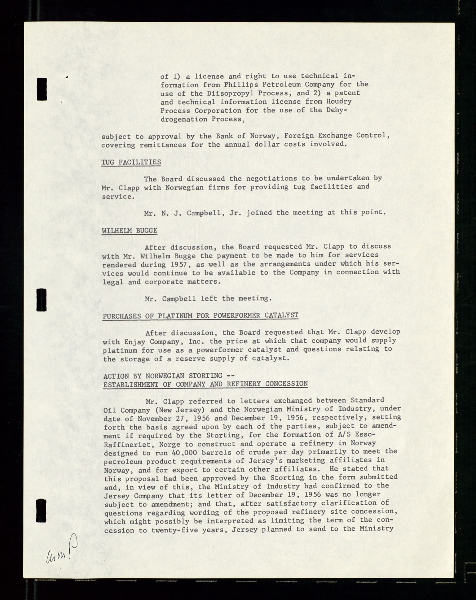 PA 1537 - A/S Essoraffineriet Norge, AV/SAST-A-101957/A/Aa/L0001/0002: Styremøter / Shareholder meetings, board meetings, by laws (vedtekter), 1957-1960, s. 184