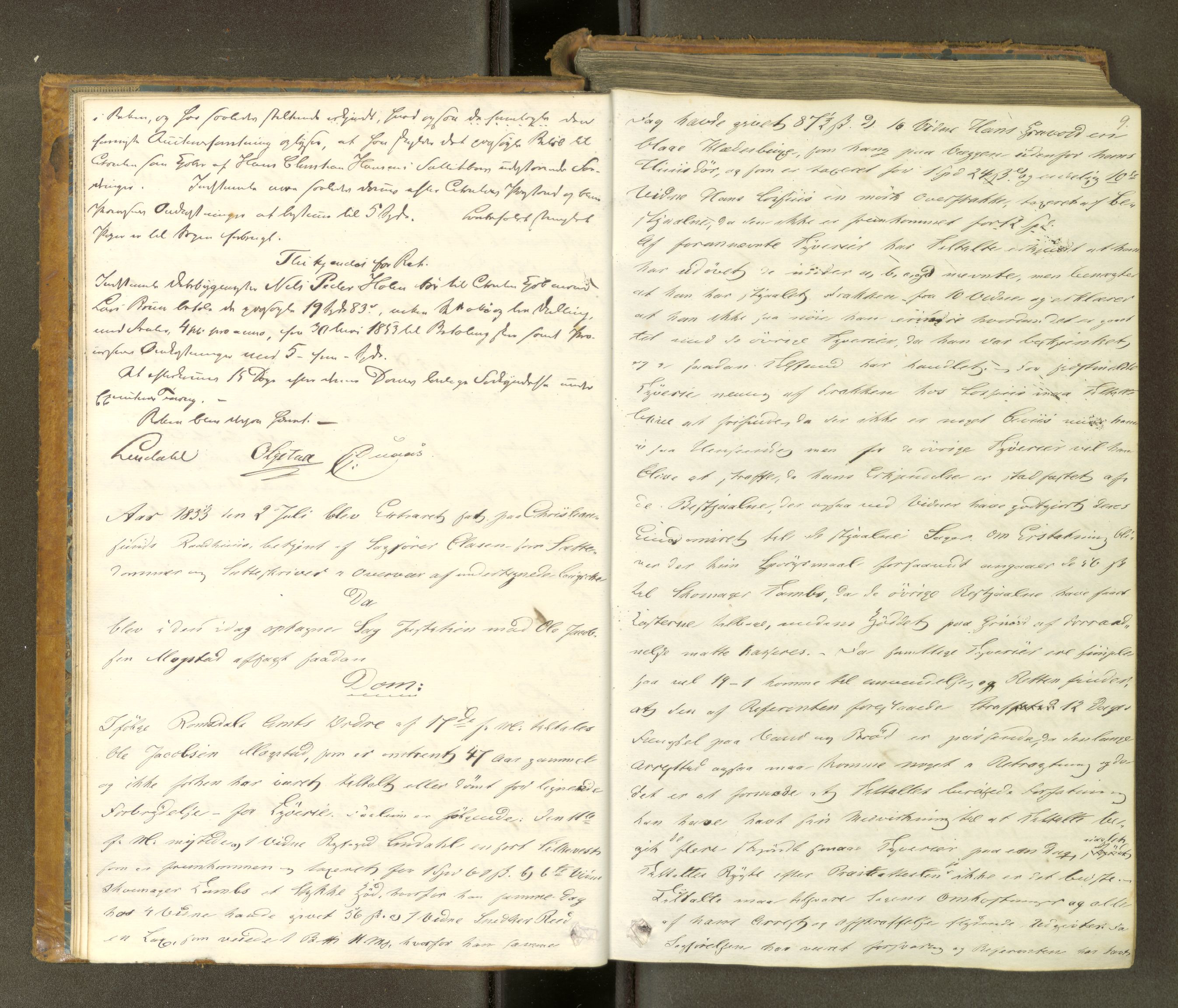 Kristiansund byfogd, AV/SAT-A-4587/A/04/L0001: Domprotokoll. Aut. 14.02.1853, 1853-1857, s. 8b-9a