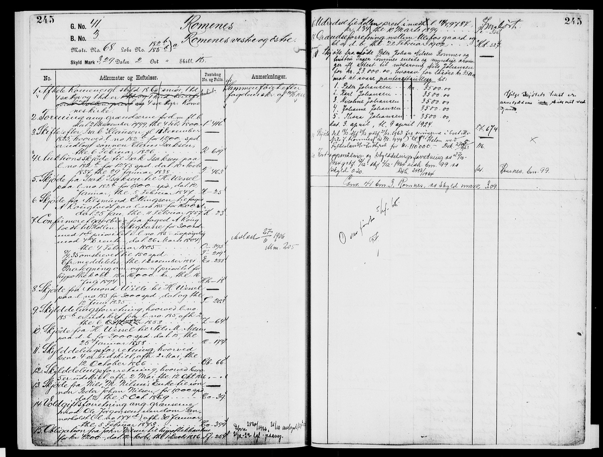 Nedre Telemark sorenskriveri, AV/SAKO-A-135/G/Gb/Gbg/L0002: Panteregister nr. VII 2, s. 245