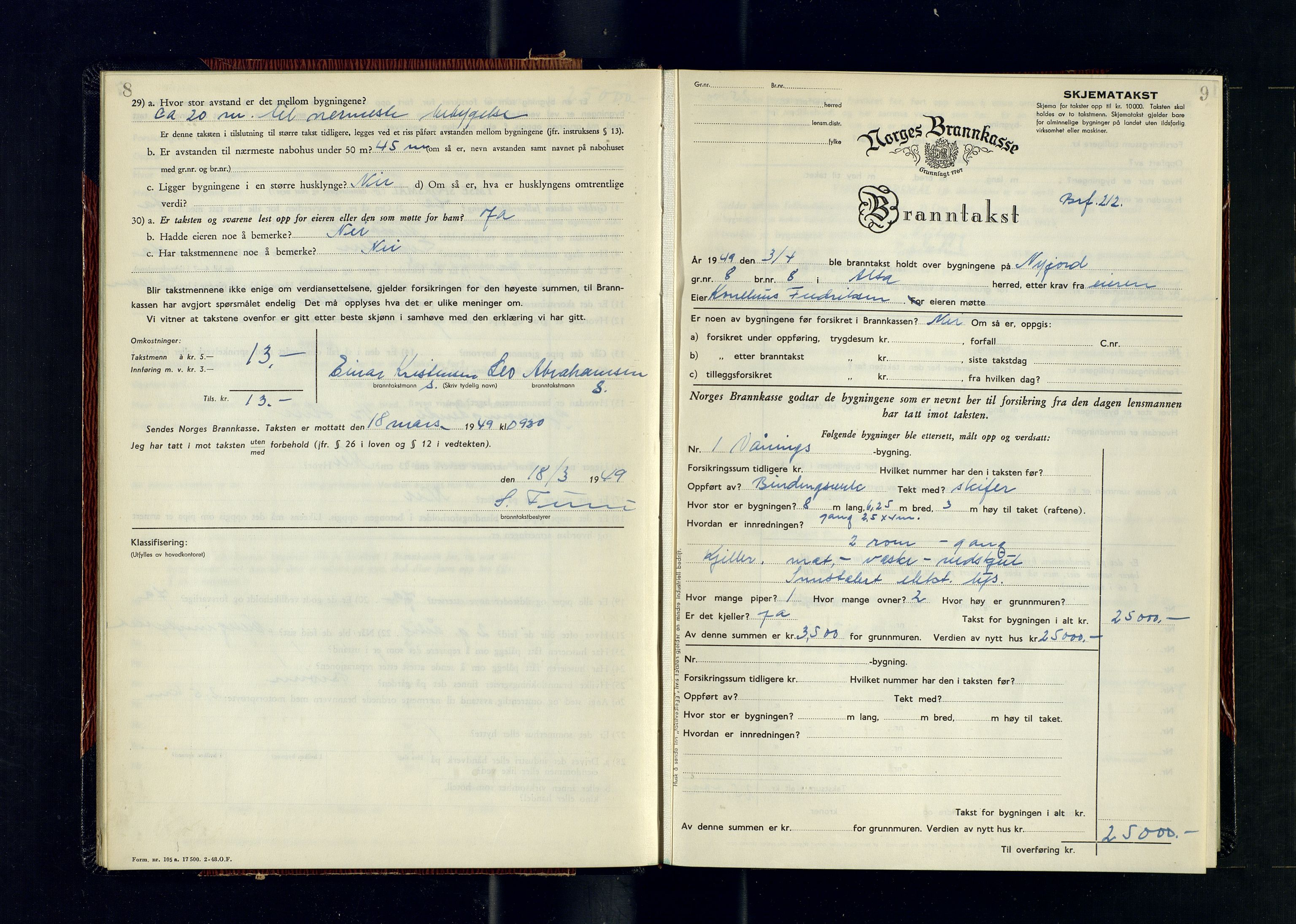 Alta lensmannskontor, AV/SATØ-S-1165/O/Ob/L0182: Branntakstprotokoll, 1949-1950, s. 8-9