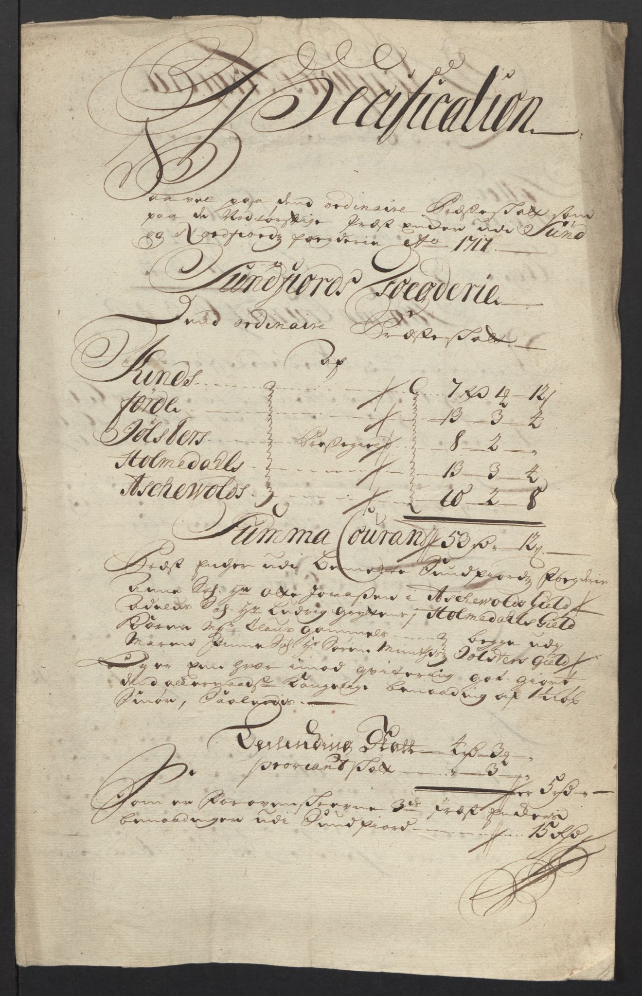 Rentekammeret inntil 1814, Reviderte regnskaper, Fogderegnskap, RA/EA-4092/R53/L3441: Fogderegnskap Sunn- og Nordfjord, 1717-1718, s. 41