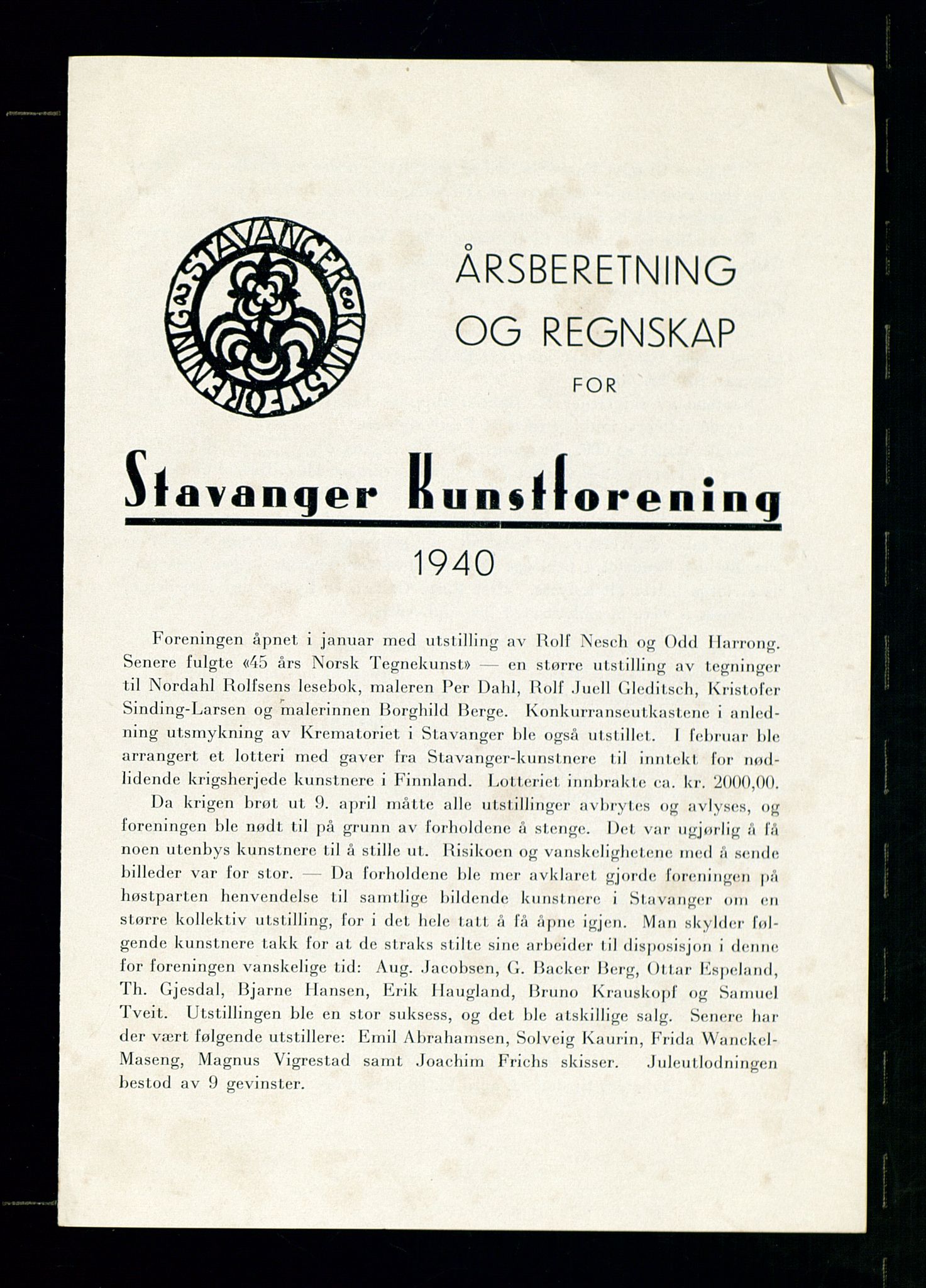 Pa 0481 - Stavanger Kunstforening, SAST/A-100677/A/L0005: Beretninger og styremøtepapirer, 1890-1990