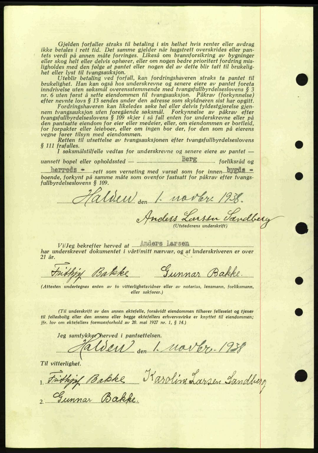 Idd og Marker sorenskriveri, AV/SAO-A-10283/G/Gb/Gbc/L0001: Pantebok nr. B1-3, 1936-1939, Dagboknr: 1292/1938