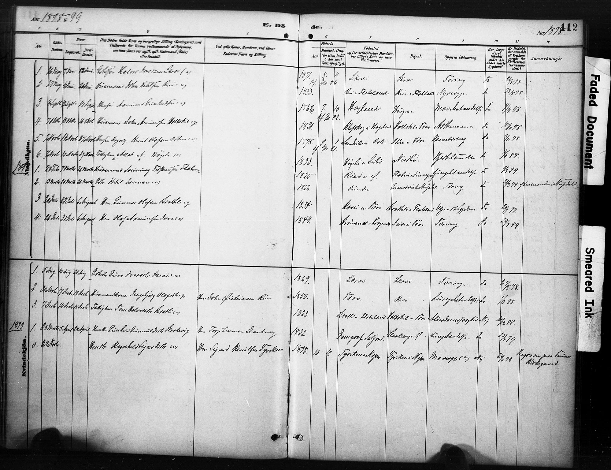 Kviteseid kirkebøker, AV/SAKO-A-276/F/Fc/L0002: Ministerialbok nr. III 2, 1882-1908, s. 112