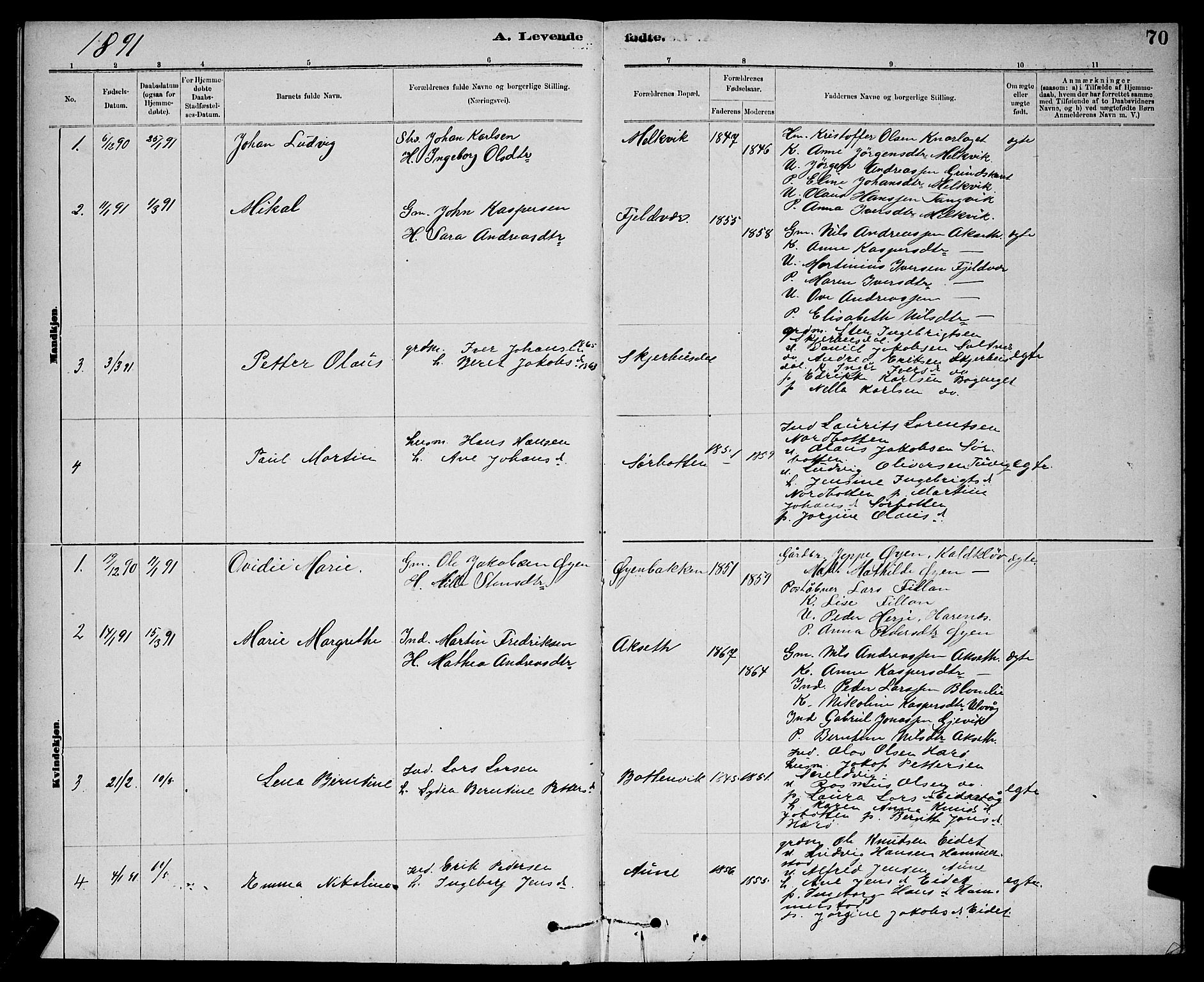 Ministerialprotokoller, klokkerbøker og fødselsregistre - Sør-Trøndelag, SAT/A-1456/637/L0562: Klokkerbok nr. 637C03, 1883-1898, s. 70