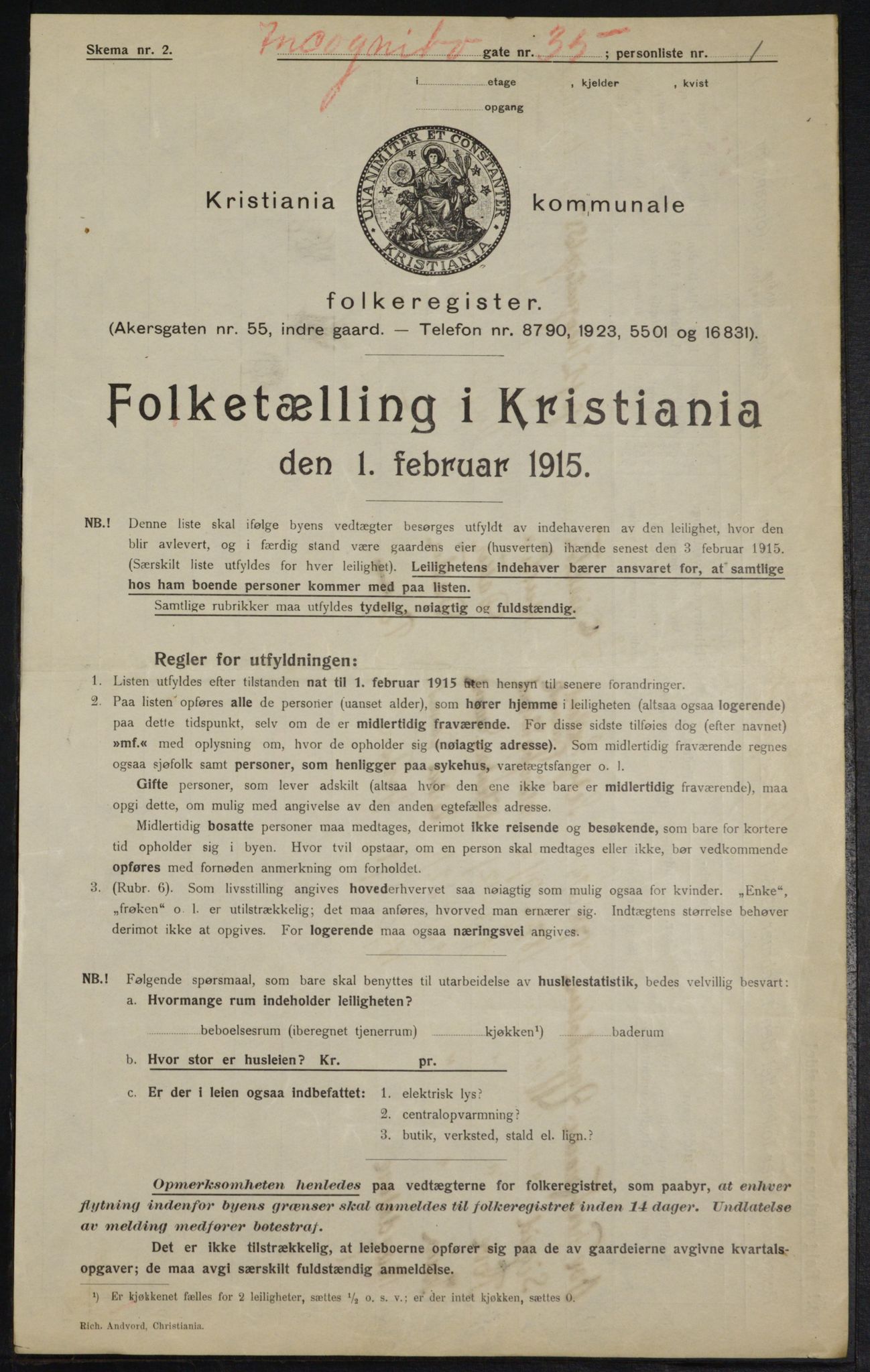 OBA, Kommunal folketelling 1.2.1915 for Kristiania, 1915, s. 43801