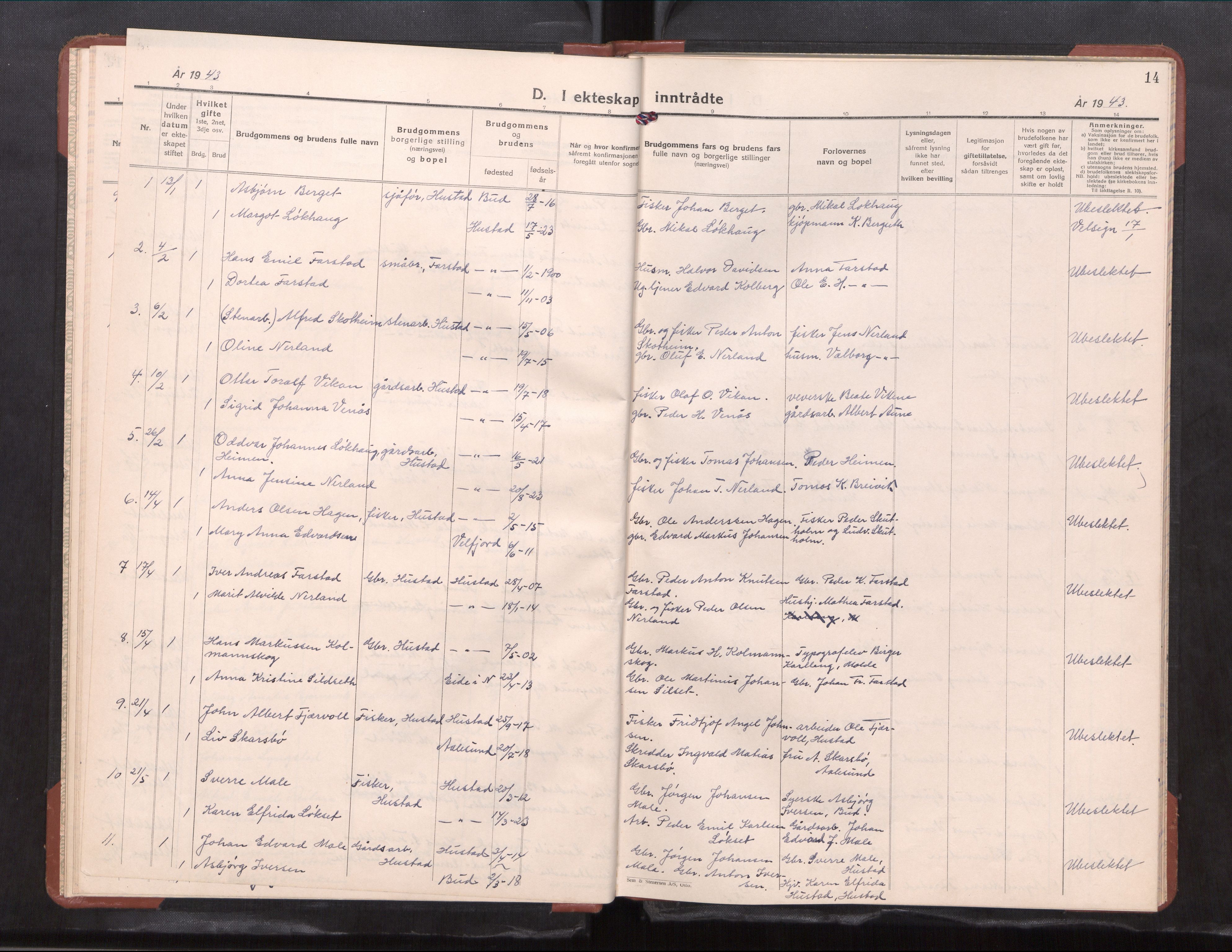 Ministerialprotokoller, klokkerbøker og fødselsregistre - Møre og Romsdal, AV/SAT-A-1454/567/L0787: Klokkerbok nr. 567---, 1939-1954, s. 14