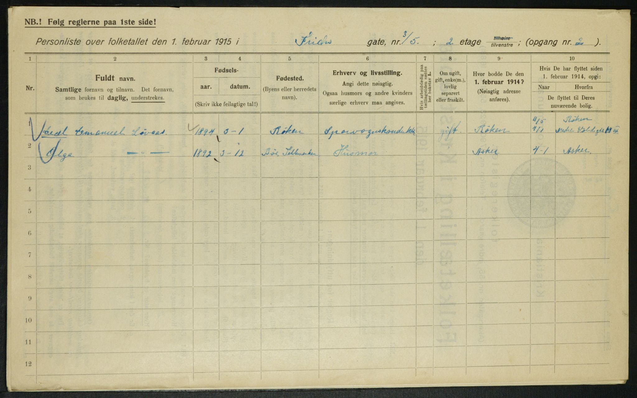 OBA, Kommunal folketelling 1.2.1915 for Kristiania, 1915, s. 26404