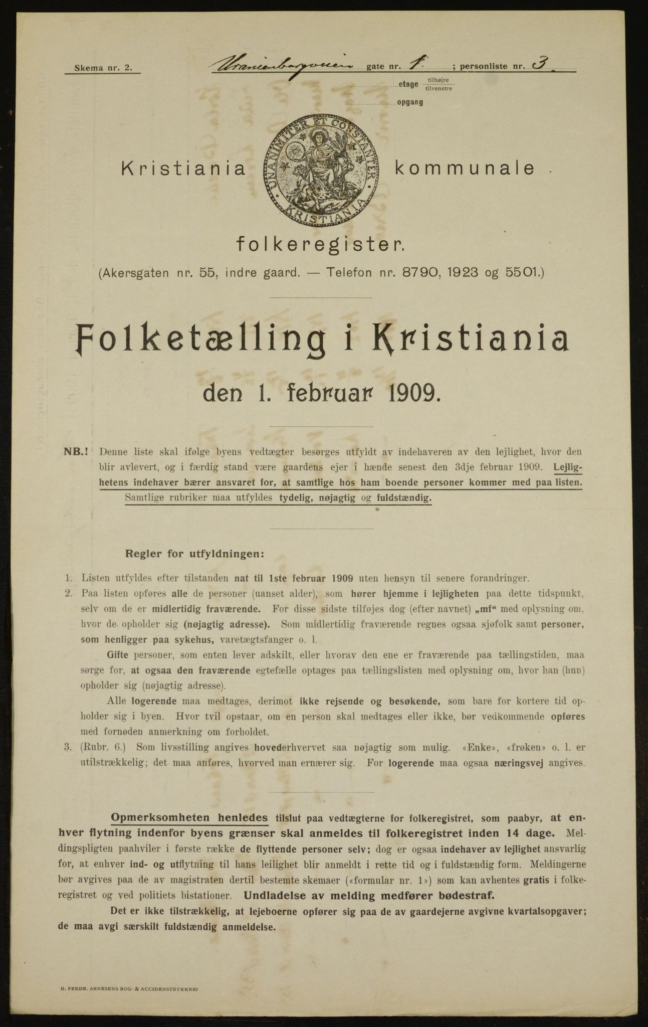 OBA, Kommunal folketelling 1.2.1909 for Kristiania kjøpstad, 1909, s. 109171