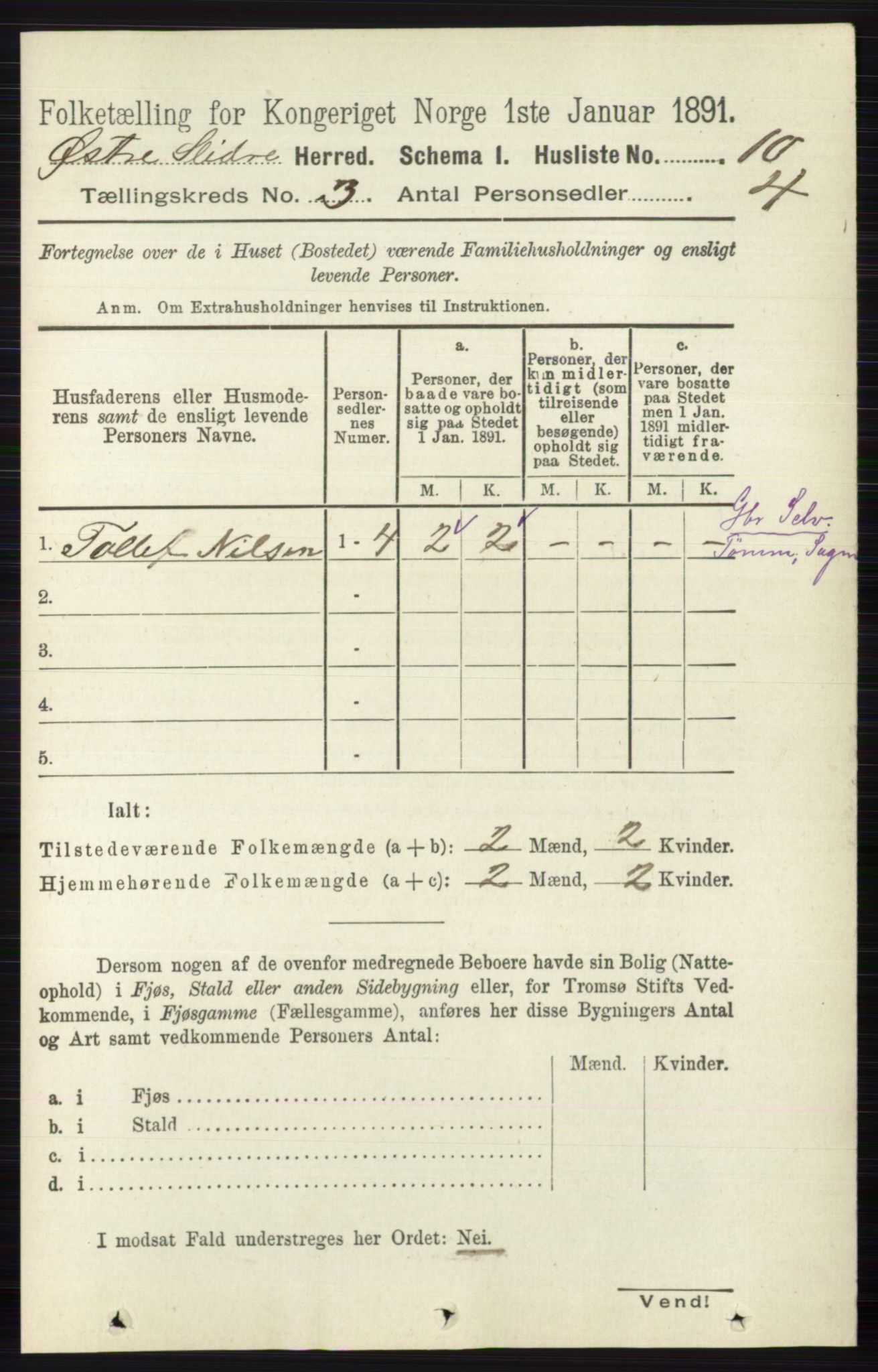 RA, Folketelling 1891 for 0544 Øystre Slidre herred, 1891, s. 559