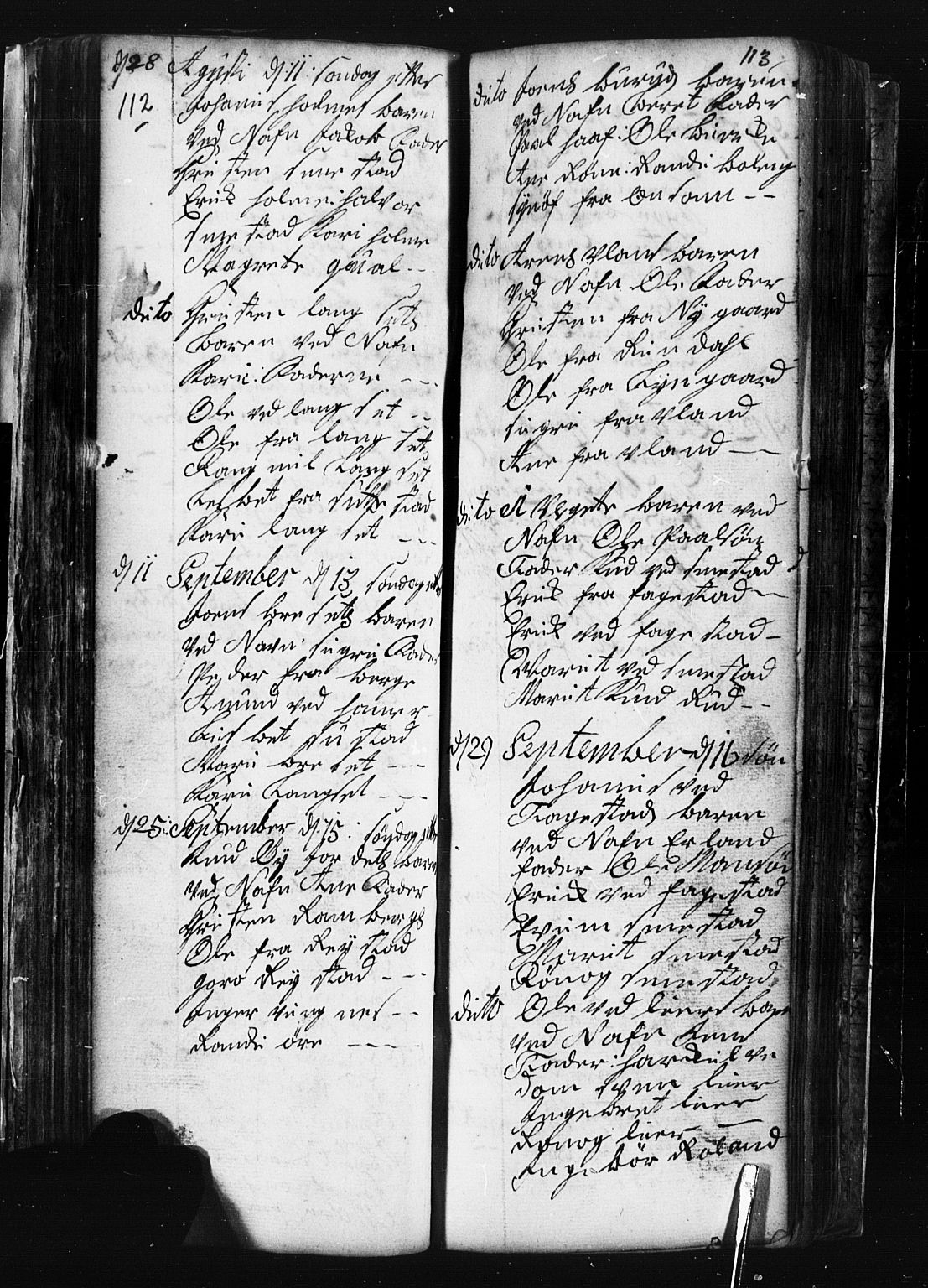 Fåberg prestekontor, AV/SAH-PREST-086/H/Ha/Hab/L0001: Klokkerbok nr. 1, 1727-1767, s. 112-113