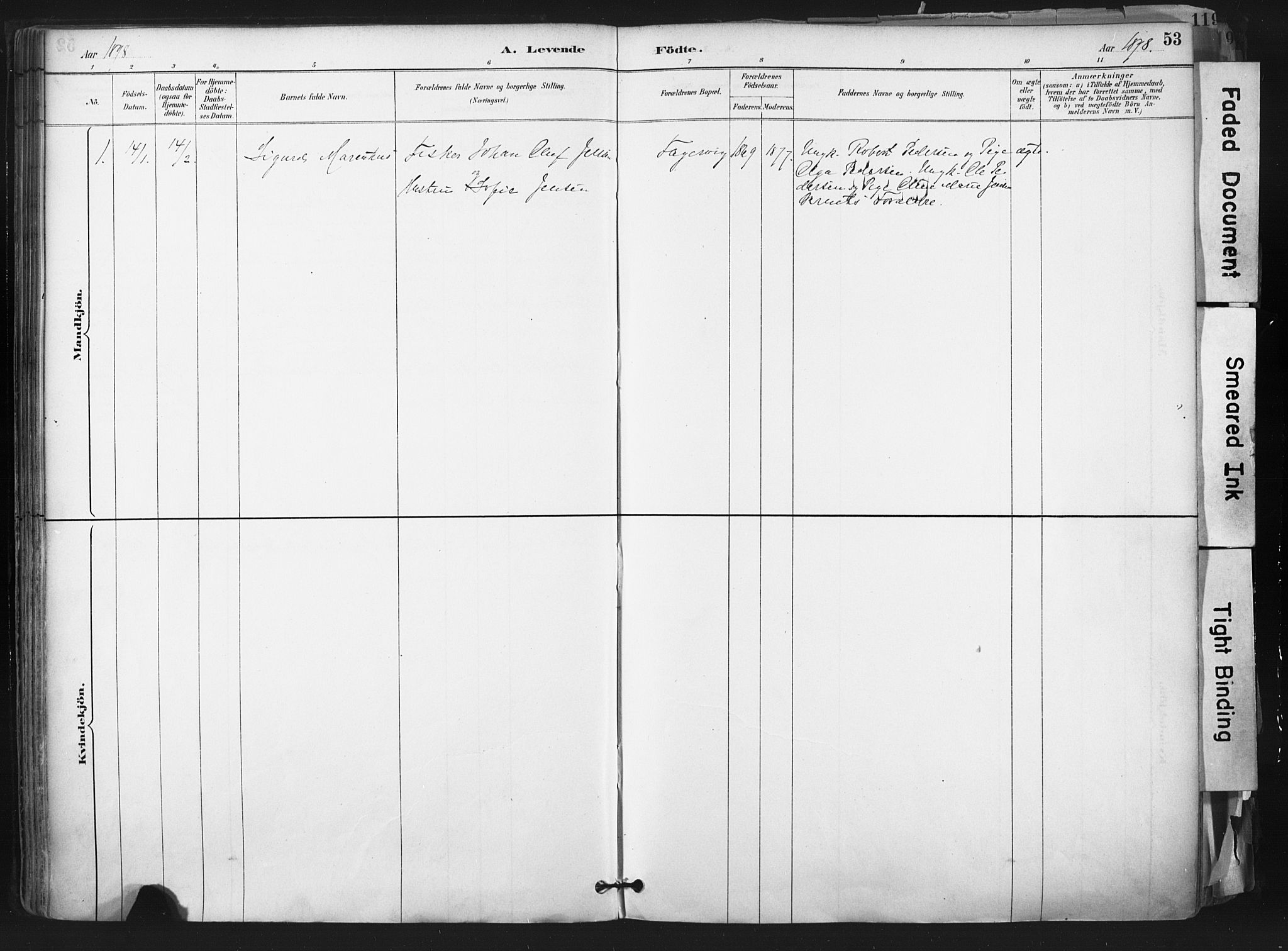 Hammerfest sokneprestkontor, AV/SATØ-S-1347/H/Ha/L0011.kirke: Ministerialbok nr. 11 /1, 1885-1897, s. 53