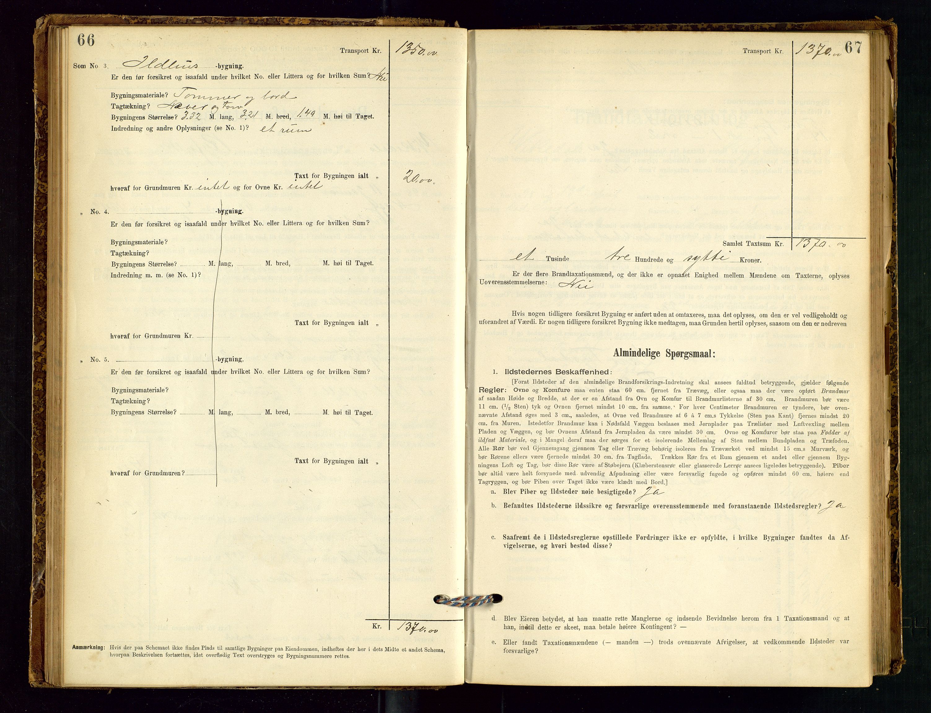 Vikedal lensmannskontor, AV/SAST-A-100179/Gob/L0004: Branntakstprotokoll, 1894-1952, s. 66-67