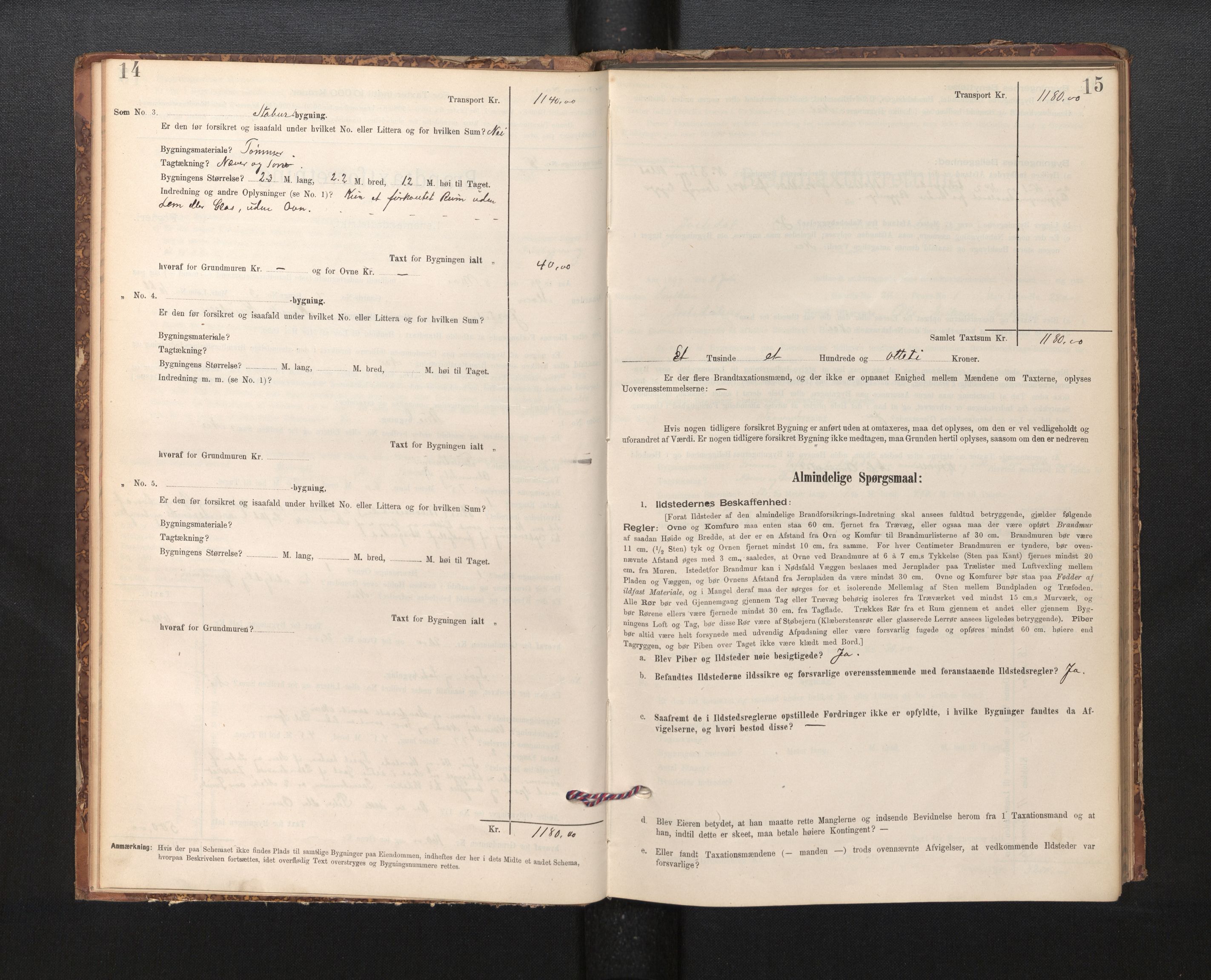 Lensmannen i Jostedal, SAB/A-28601/0012/L0003: Branntakstprotokoll, skjematakst, 1895-1906, s. 14-15