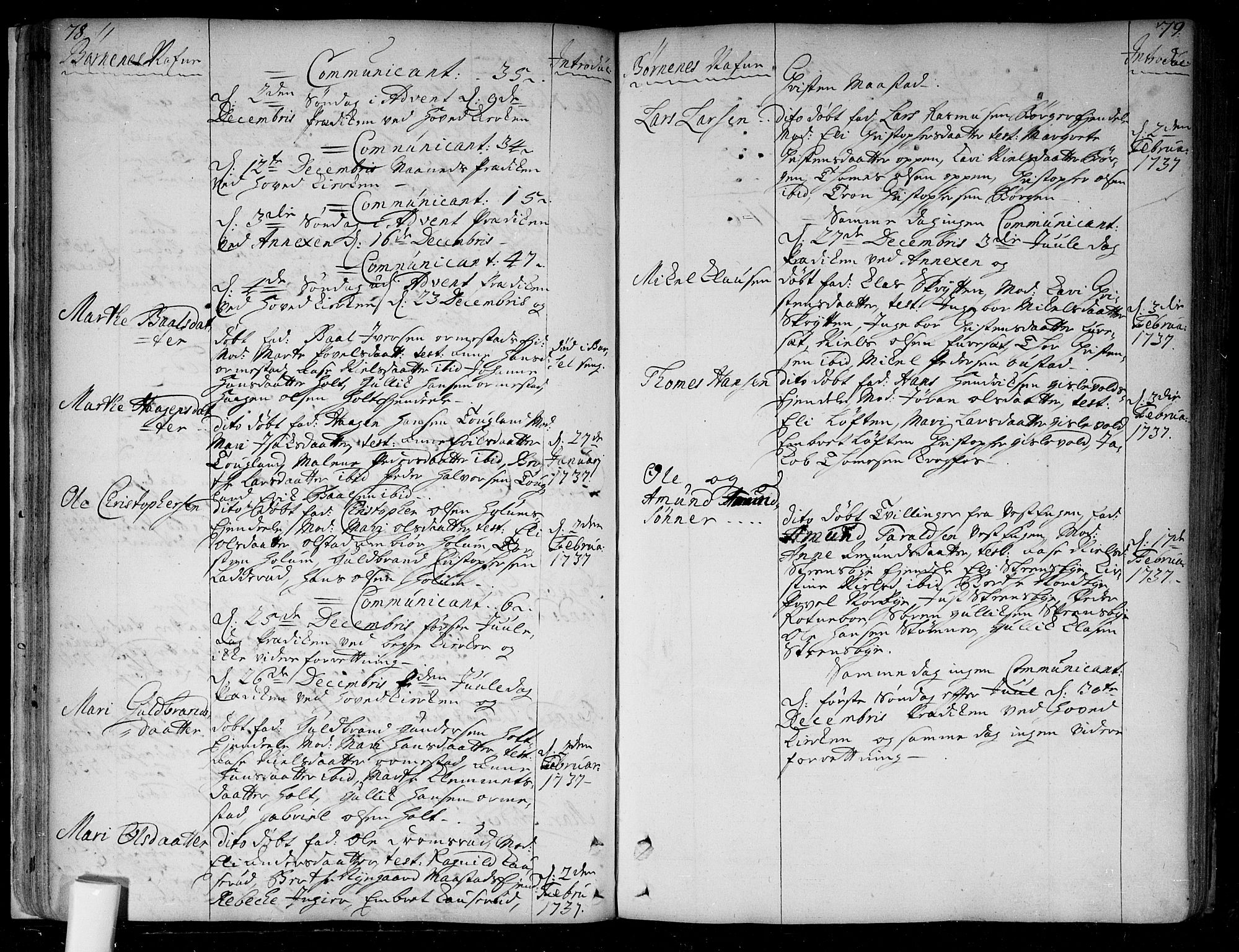Ullensaker prestekontor Kirkebøker, AV/SAO-A-10236a/F/Fa/L0005: Ministerialbok nr. I 5, 1733-1762, s. 78-79