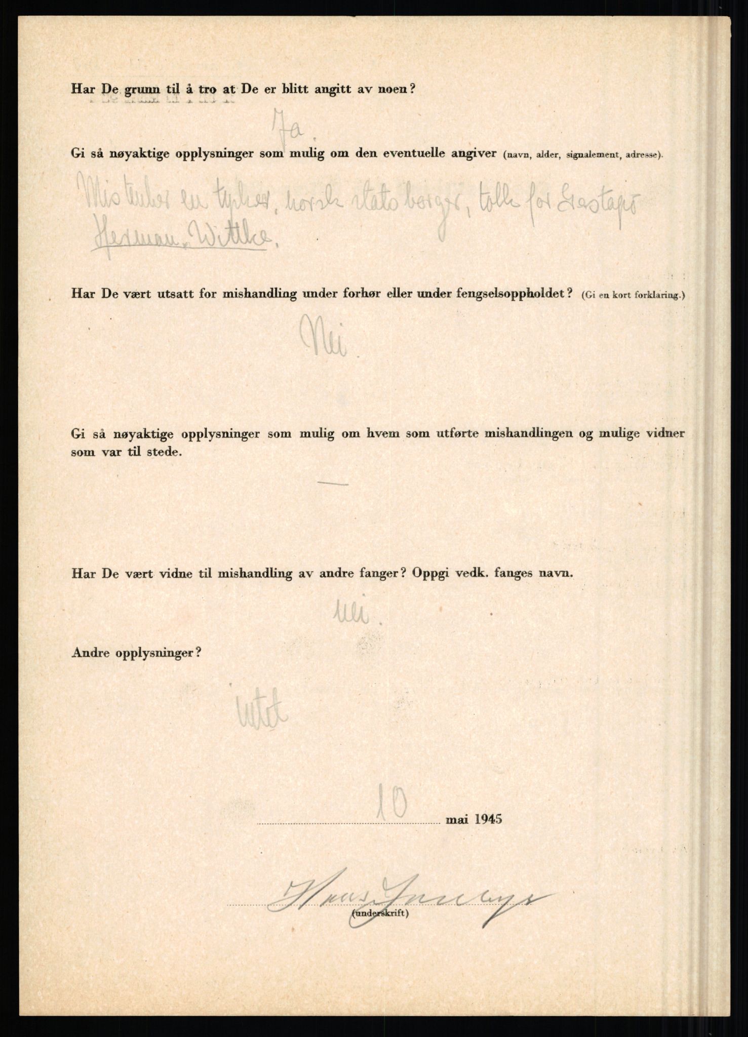 Rikspolitisjefen, AV/RA-S-1560/L/L0008: Jaffe, Bernhard - Karset, Helge Hafsahl, 1940-1945, s. 1016