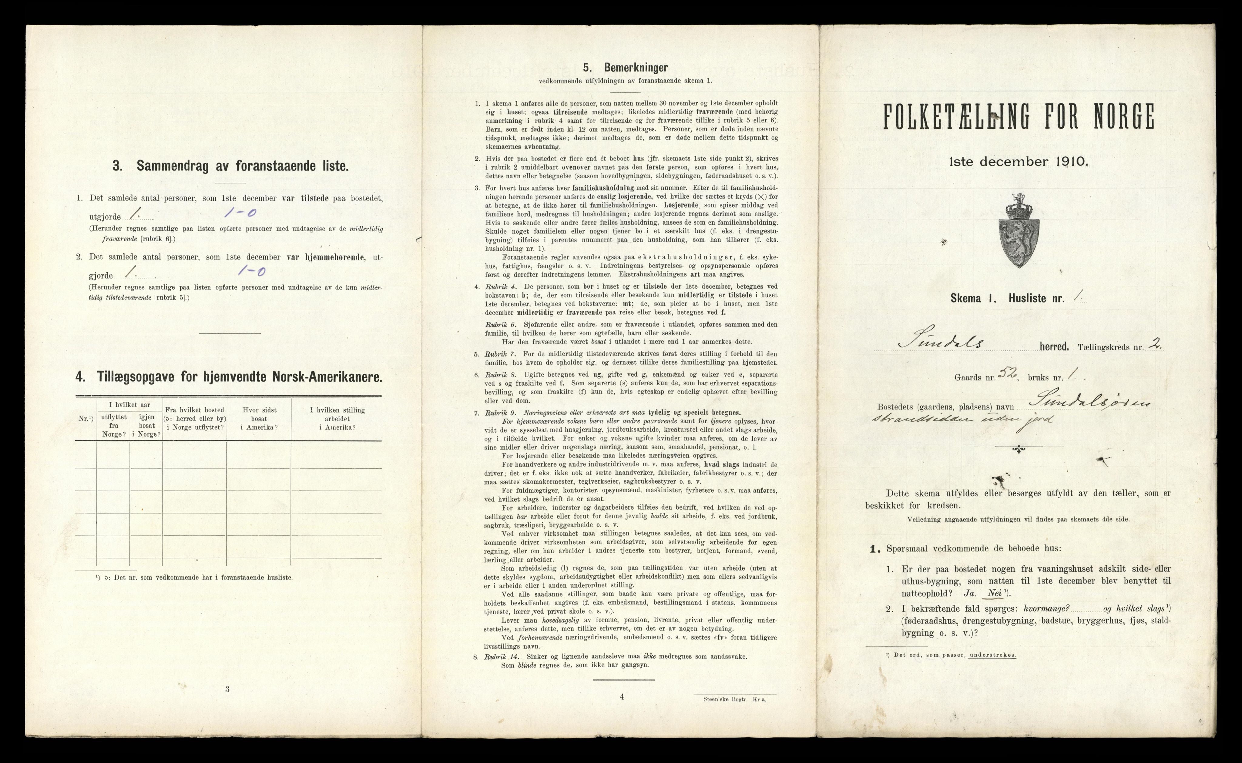 RA, Folketelling 1910 for 1563 Sunndal herred, 1910, s. 73