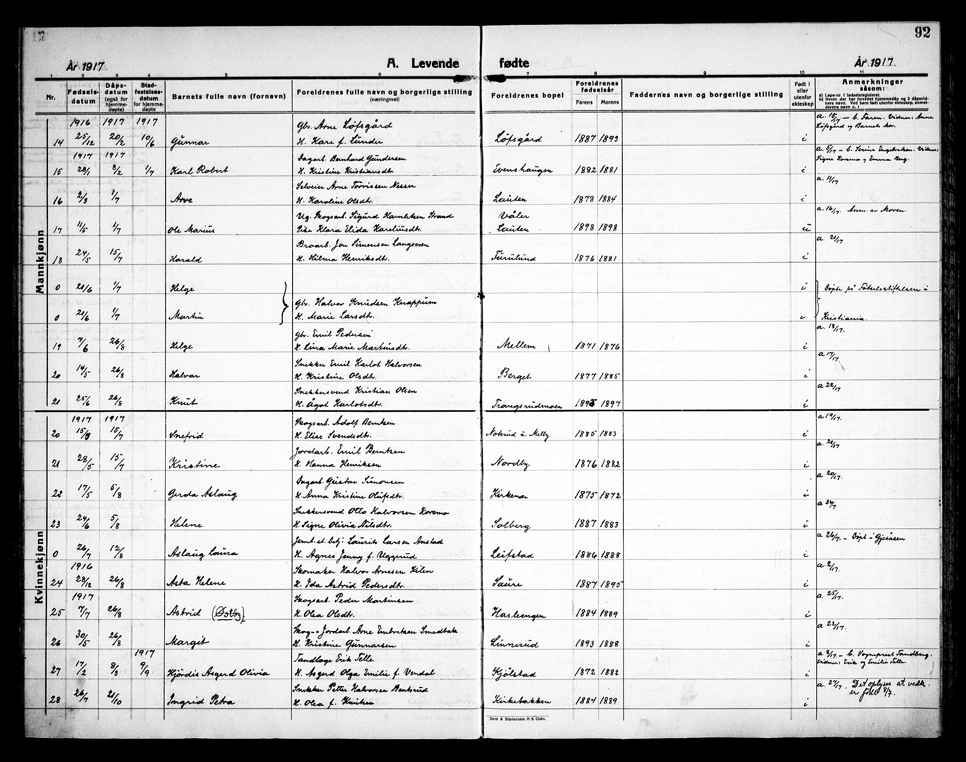 Åsnes prestekontor, AV/SAH-PREST-042/H/Ha/Haa/L0000C: Ministerialbok nr. 0A, 1890-1929, s. 92