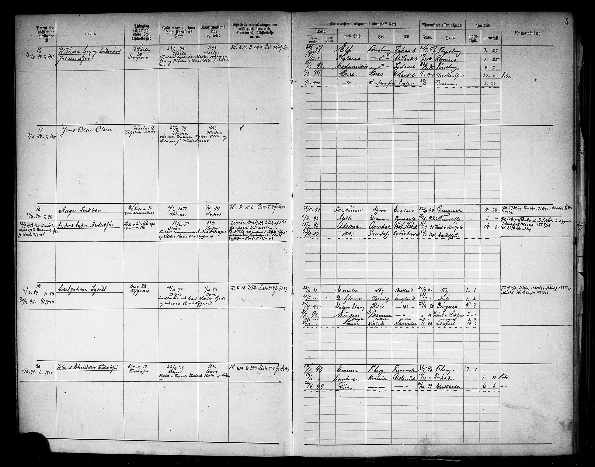 Horten innrulleringskontor, AV/SAKO-A-785/F/Fb/L0006: Annotasjonsrulle, 1889-1911, s. 6