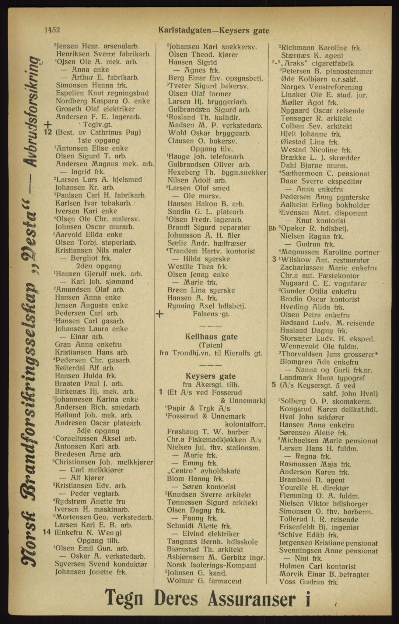 Kristiania/Oslo adressebok, PUBL/-, 1916, s. 1452