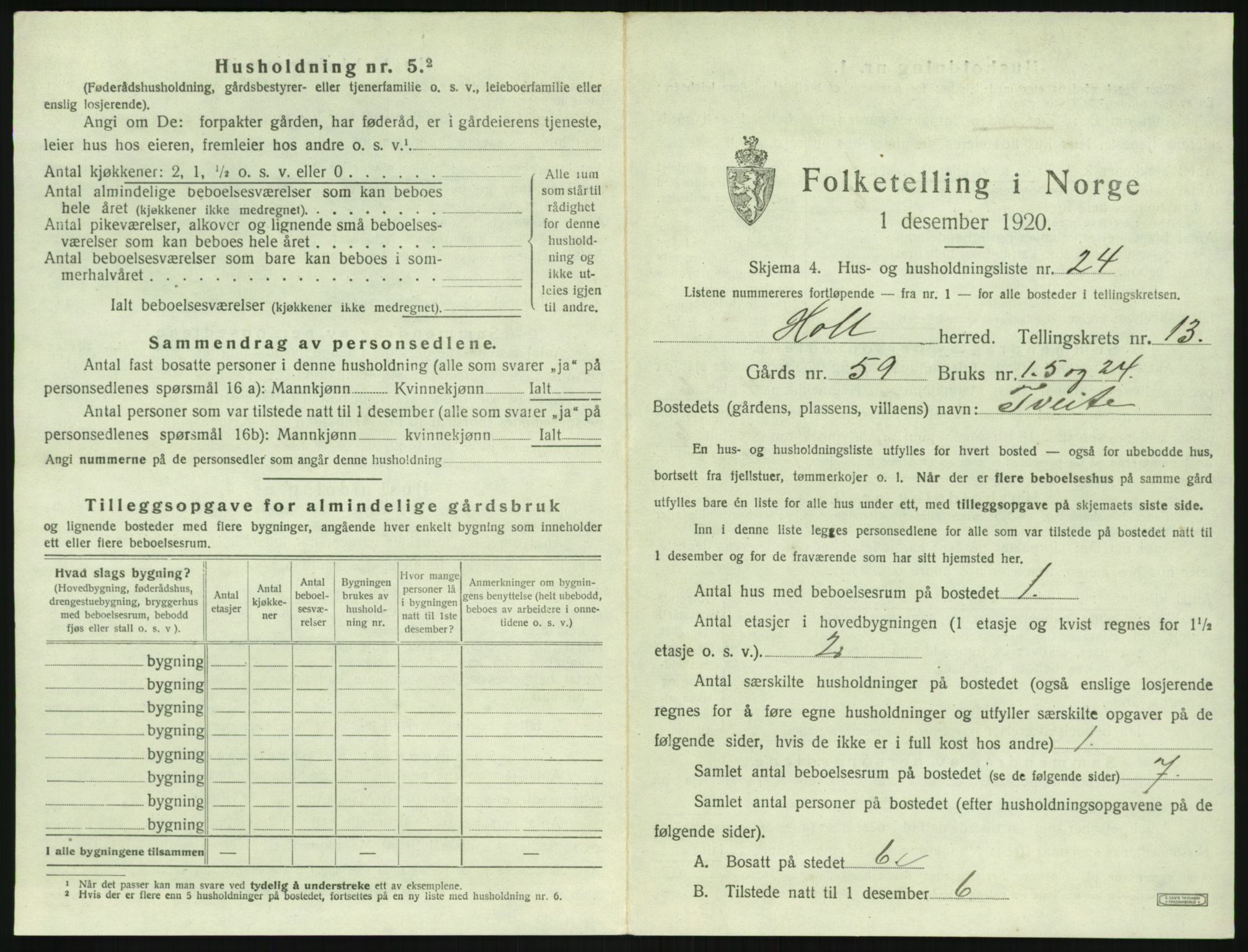SAK, Folketelling 1920 for 0914 Holt herred, 1920, s. 1402