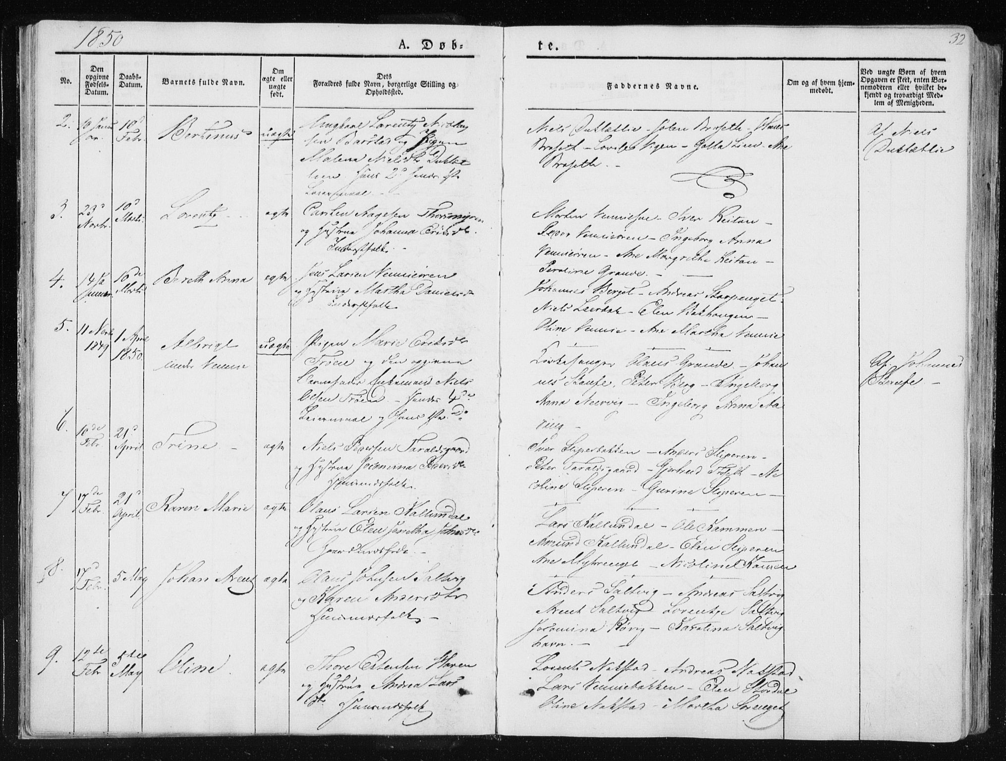 Ministerialprotokoller, klokkerbøker og fødselsregistre - Nord-Trøndelag, SAT/A-1458/733/L0323: Ministerialbok nr. 733A02, 1843-1870, s. 32