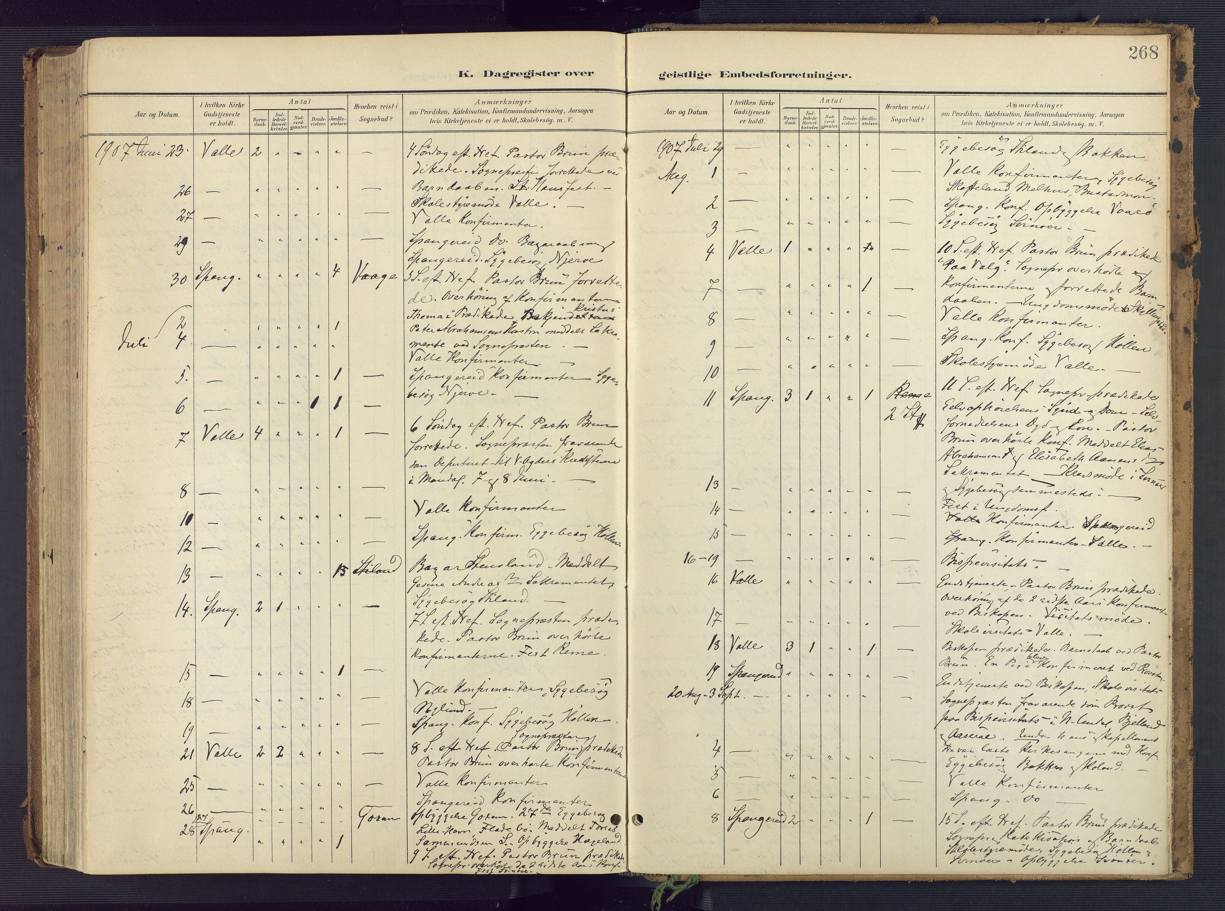 Sør-Audnedal sokneprestkontor, AV/SAK-1111-0039/F/Fa/Faa/L0005: Ministerialbok nr. A 5, 1900-1923, s. 268