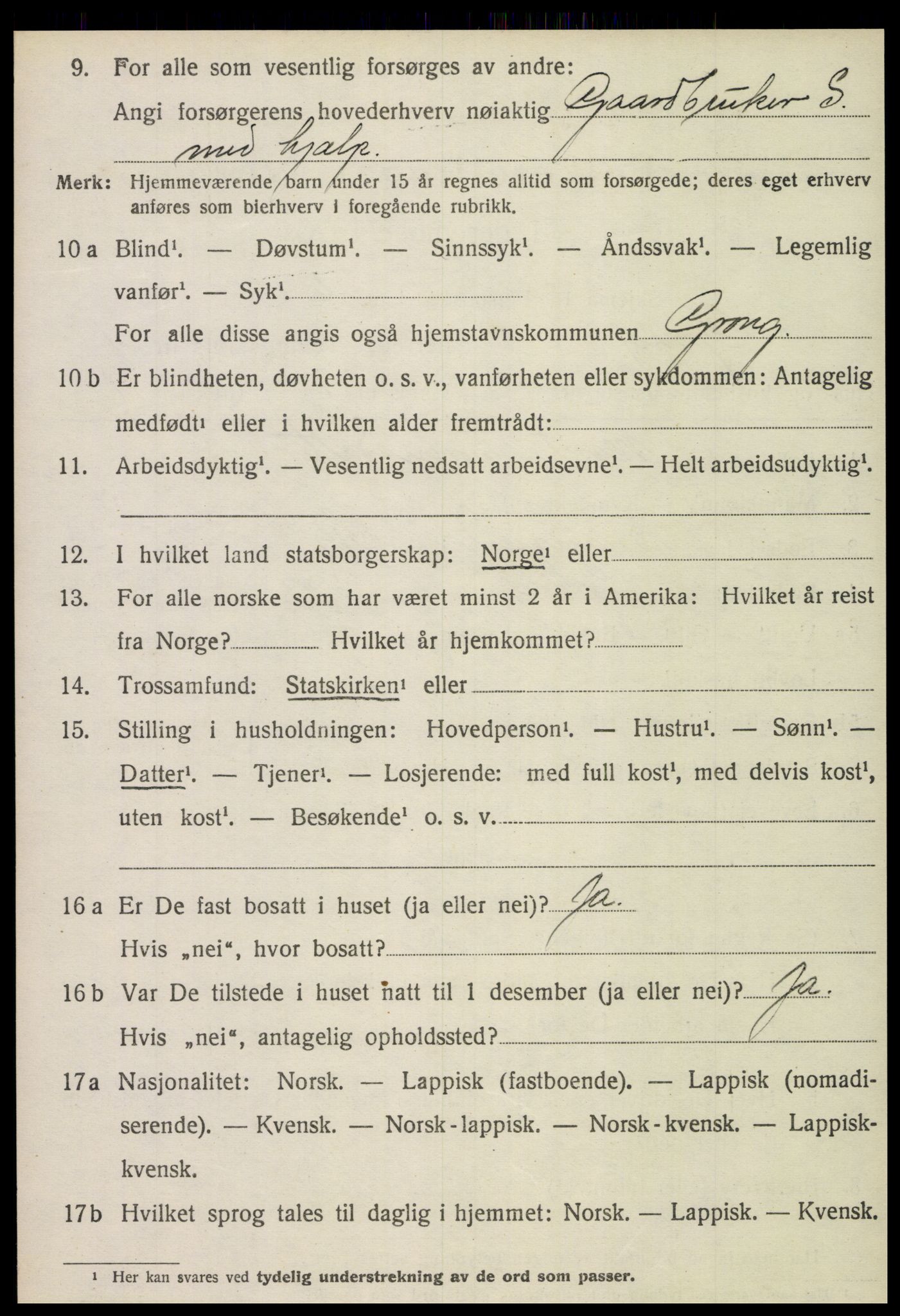 SAT, Folketelling 1920 for 1742 Grong herred, 1920, s. 1258