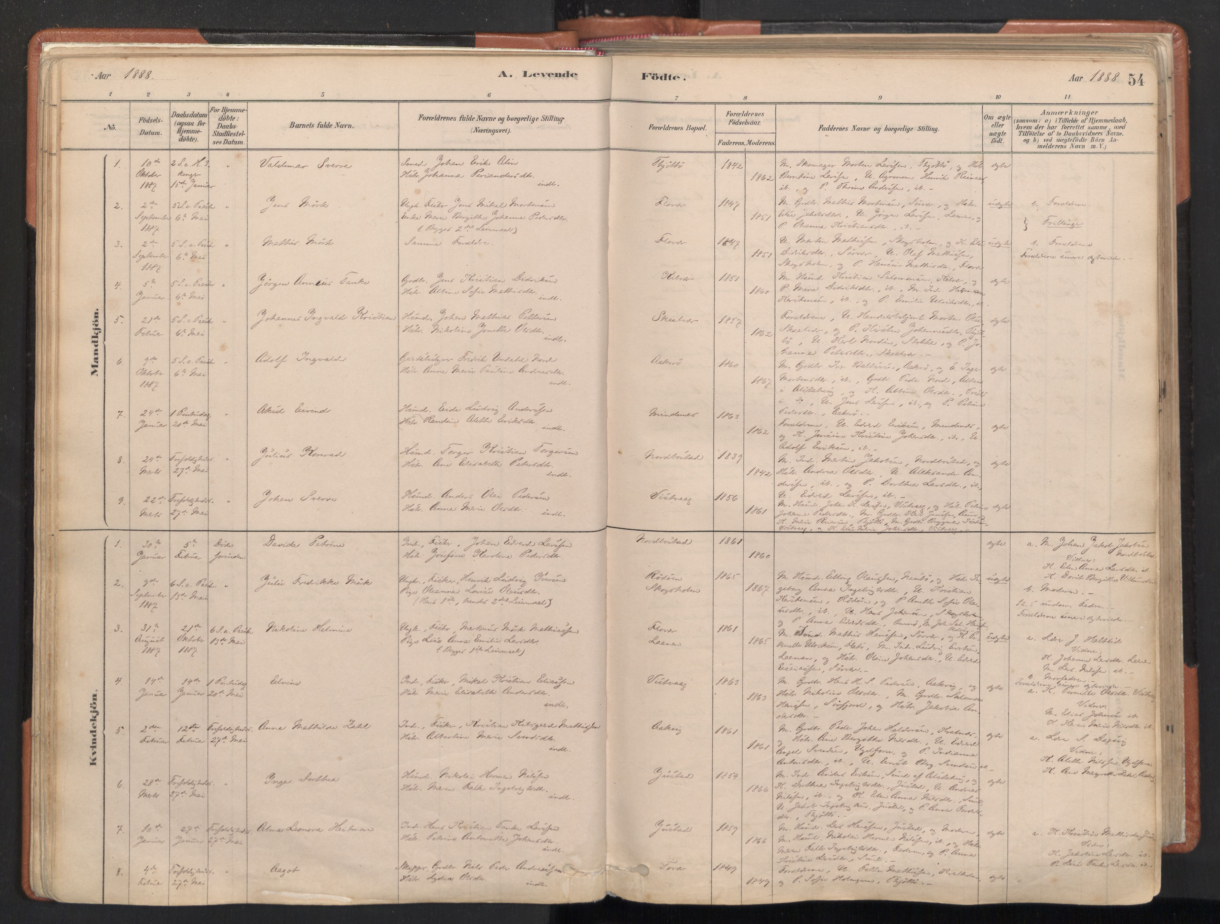 Ministerialprotokoller, klokkerbøker og fødselsregistre - Nordland, AV/SAT-A-1459/817/L0264: Ministerialbok nr. 817A04, 1878-1907, s. 54