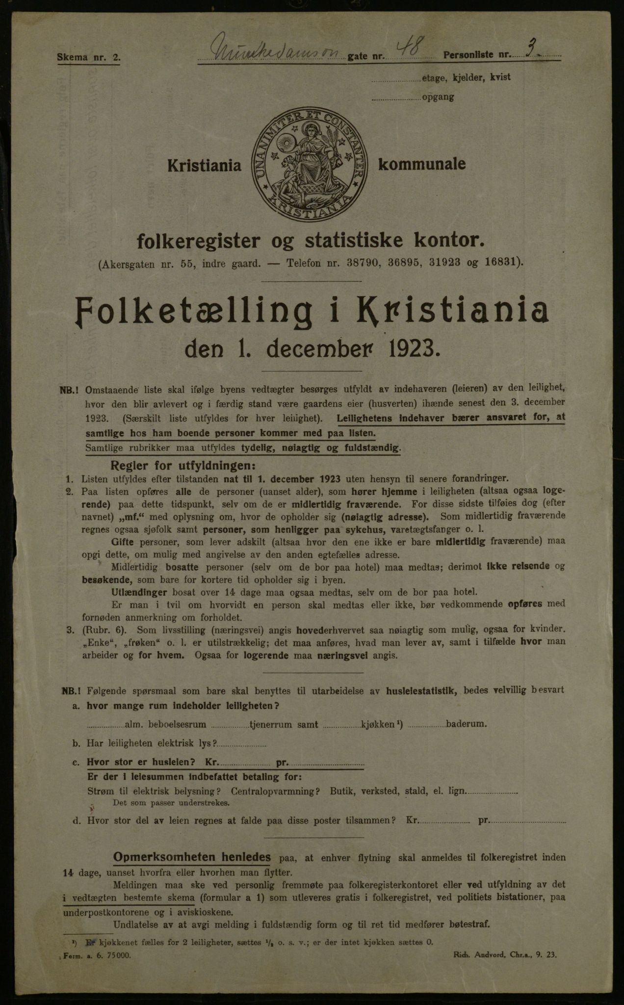 OBA, Kommunal folketelling 1.12.1923 for Kristiania, 1923, s. 74333