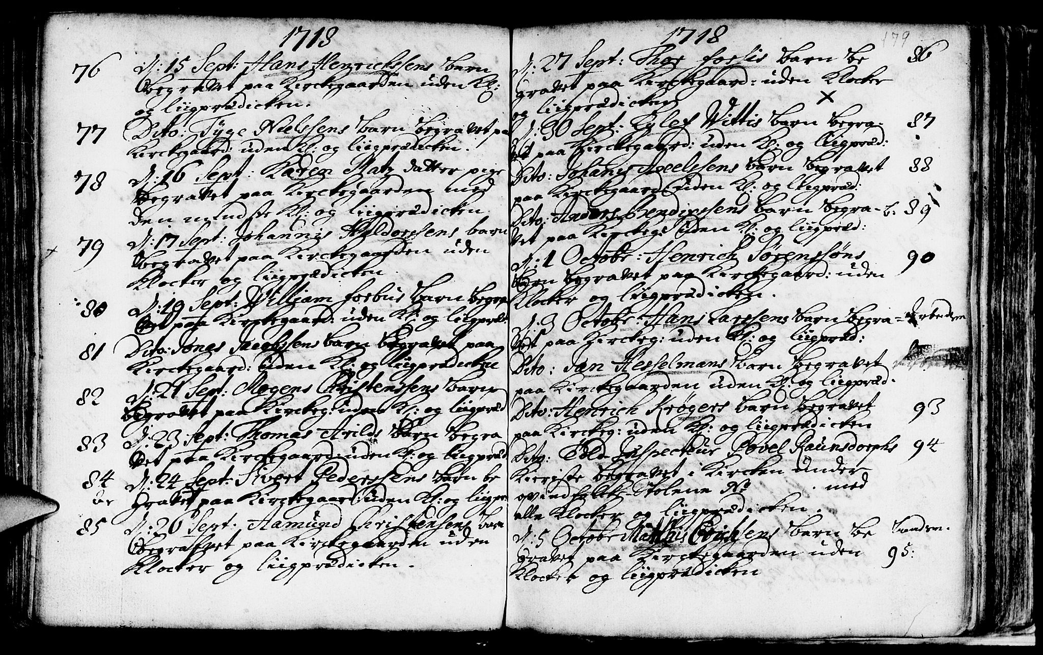 Nykirken Sokneprestembete, AV/SAB-A-77101/H/Haa/L0009: Ministerialbok nr. A 9, 1689-1759, s. 179