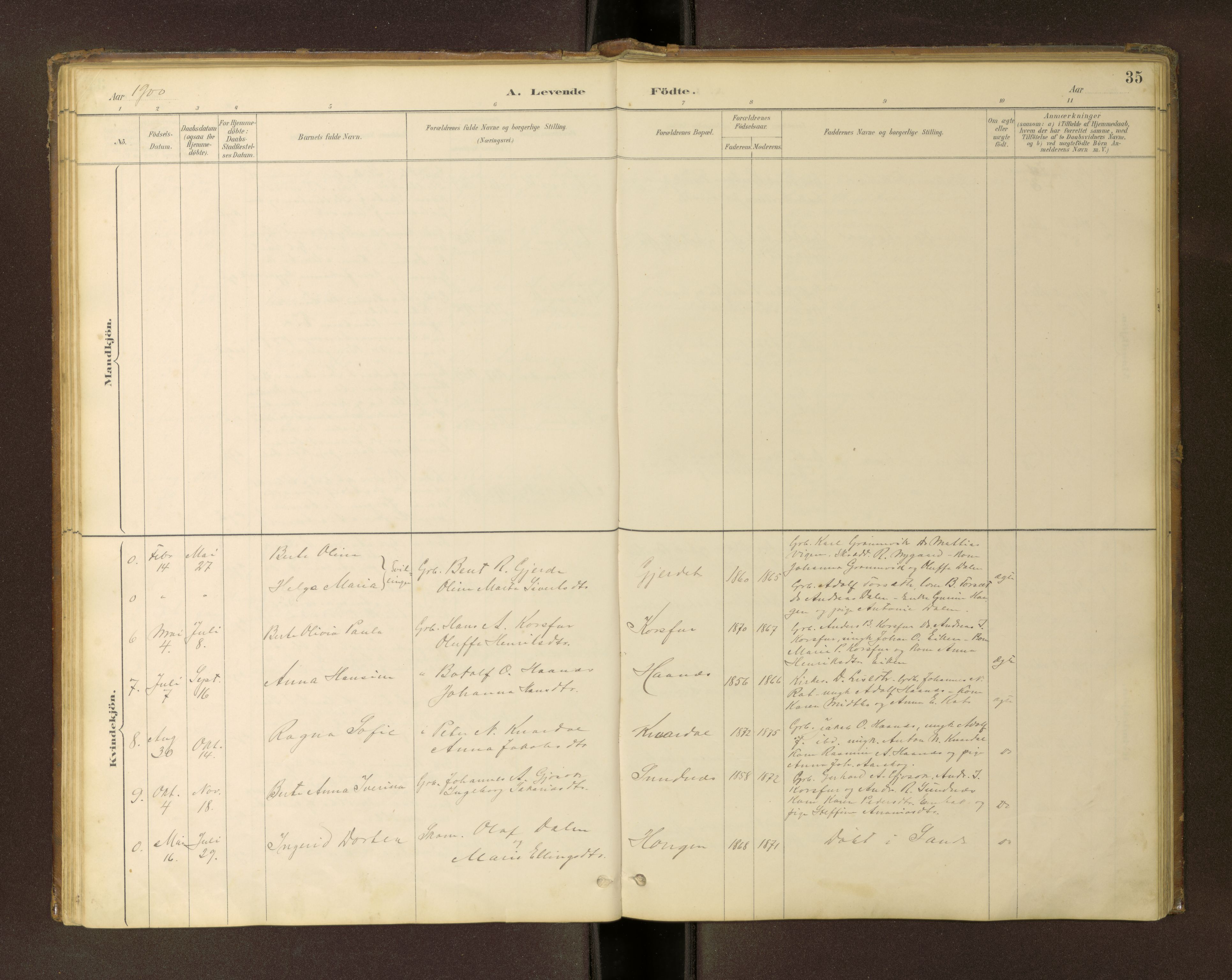 Ministerialprotokoller, klokkerbøker og fødselsregistre - Møre og Romsdal, SAT/A-1454/504/L0060: Klokkerbok nr. 504C02, 1884-1903, s. 35