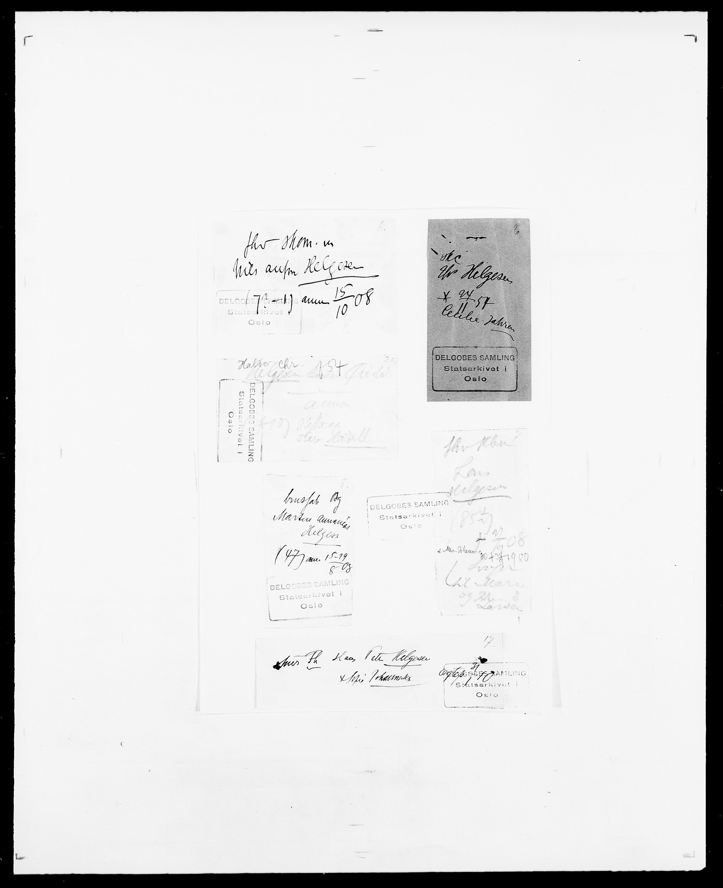 Delgobe, Charles Antoine - samling, SAO/PAO-0038/D/Da/L0017: Helander - Hjørne, s. 9