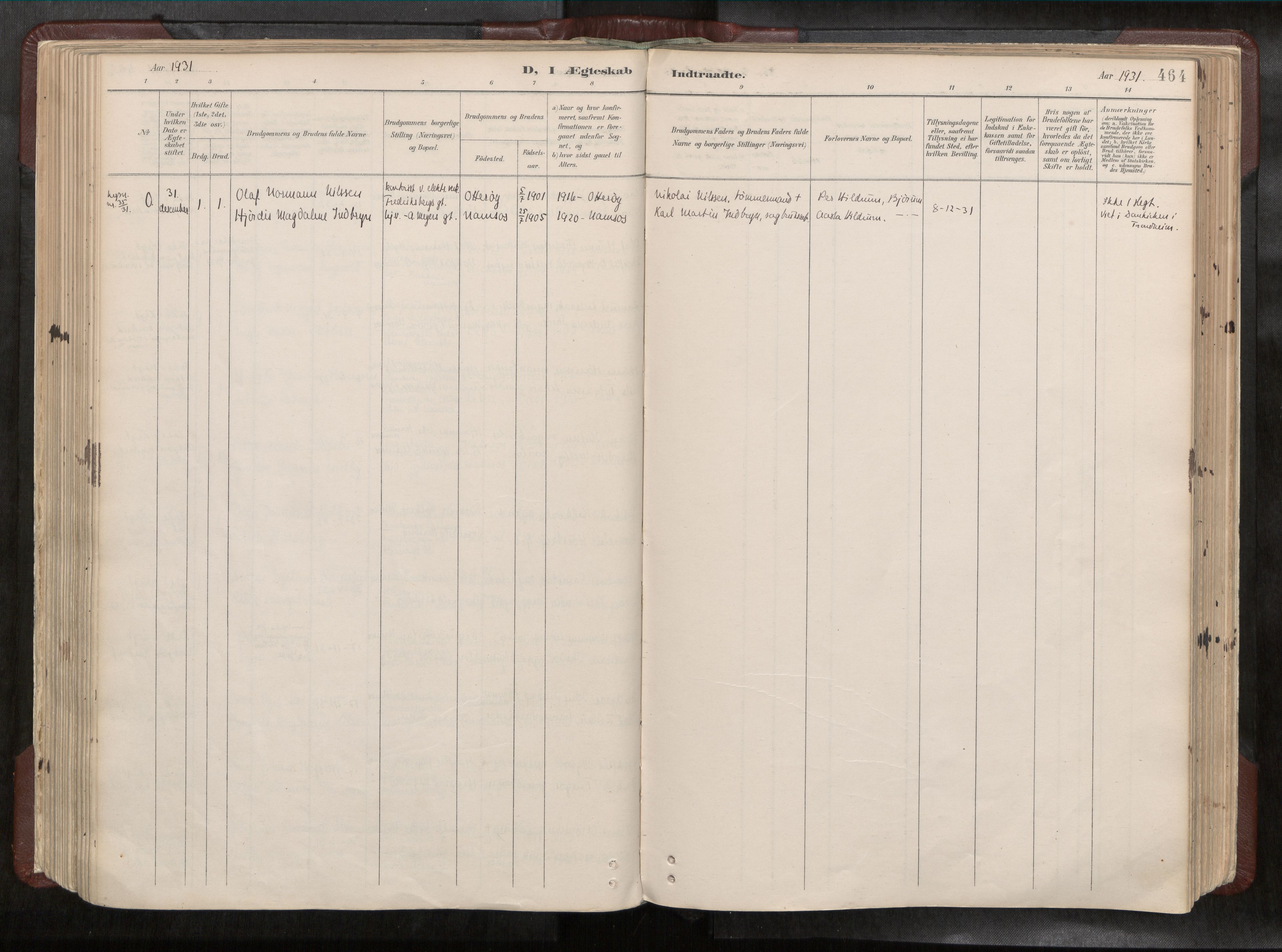 Ministerialprotokoller, klokkerbøker og fødselsregistre - Nord-Trøndelag, SAT/A-1458/768/L0579a: Ministerialbok nr. 768A14, 1887-1931, s. 464