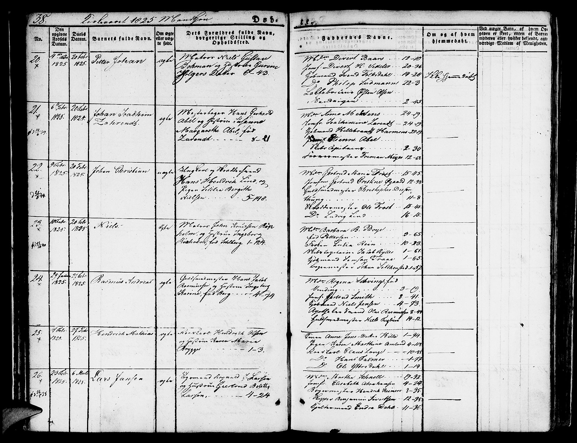 Nykirken Sokneprestembete, AV/SAB-A-77101/H/Hab: Klokkerbok nr. A 5I, 1821-1841, s. 38