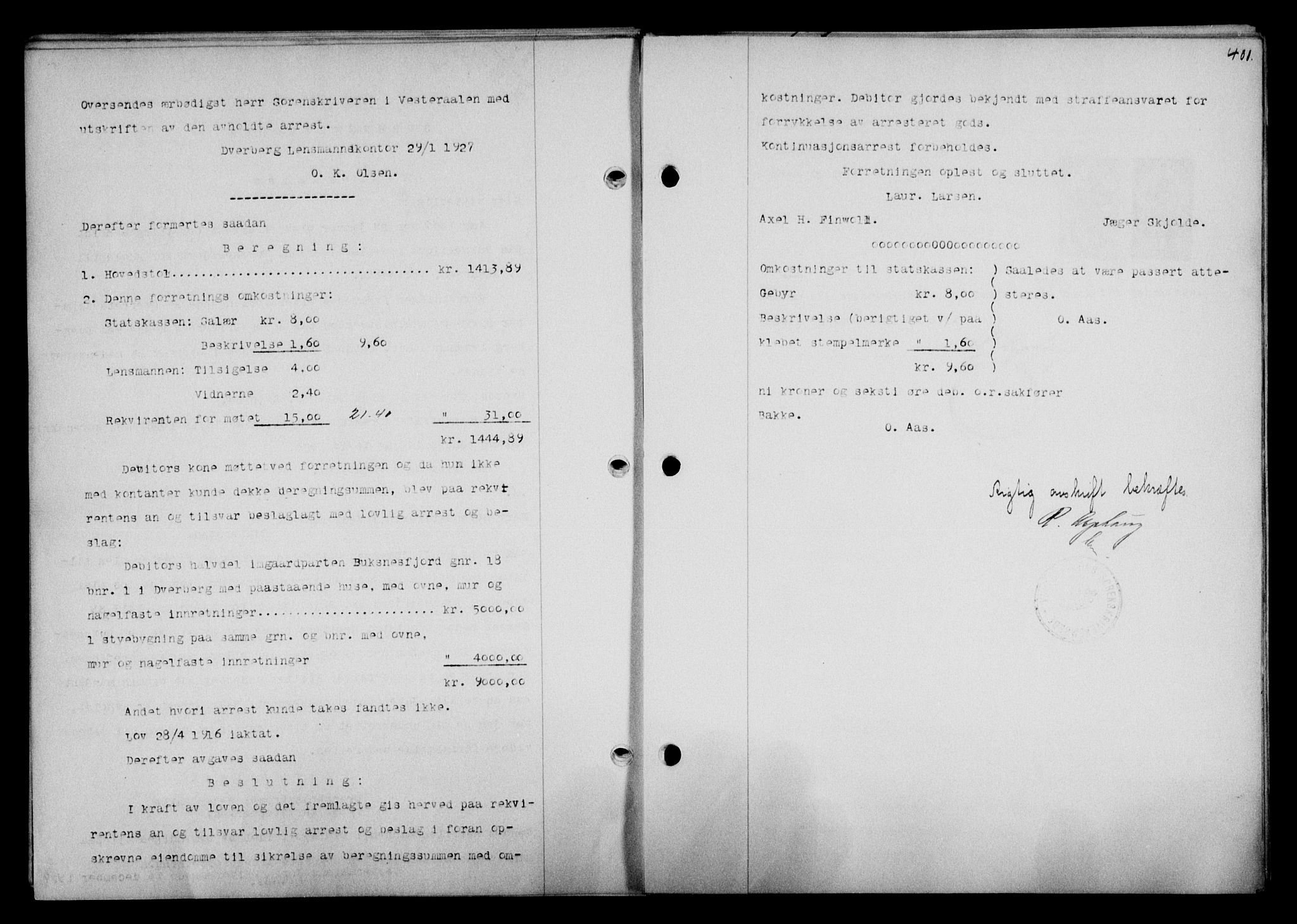 Vesterålen sorenskriveri, AV/SAT-A-4180/1/2/2Ca/L0043: Pantebok nr. 36, 1926-1927, Tingl.dato: 10.03.1927