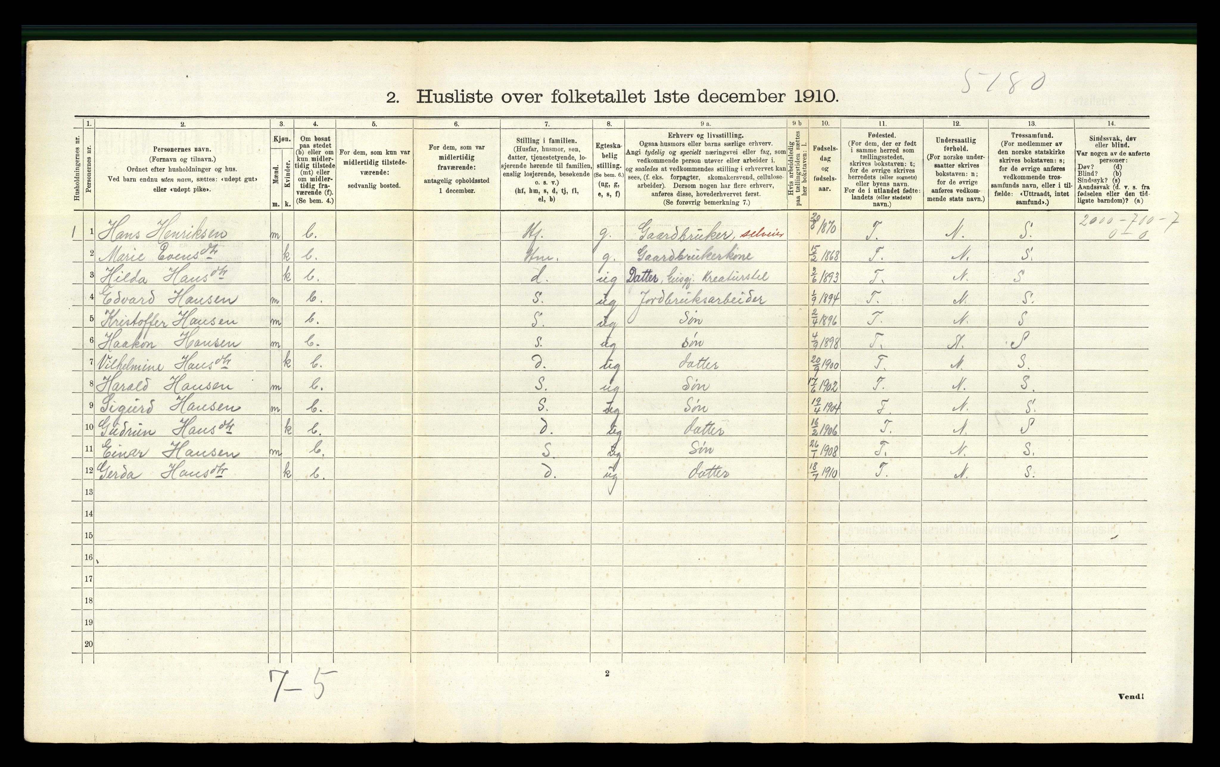 RA, Folketelling 1910 for 1833 Mo herred, 1910, s. 732