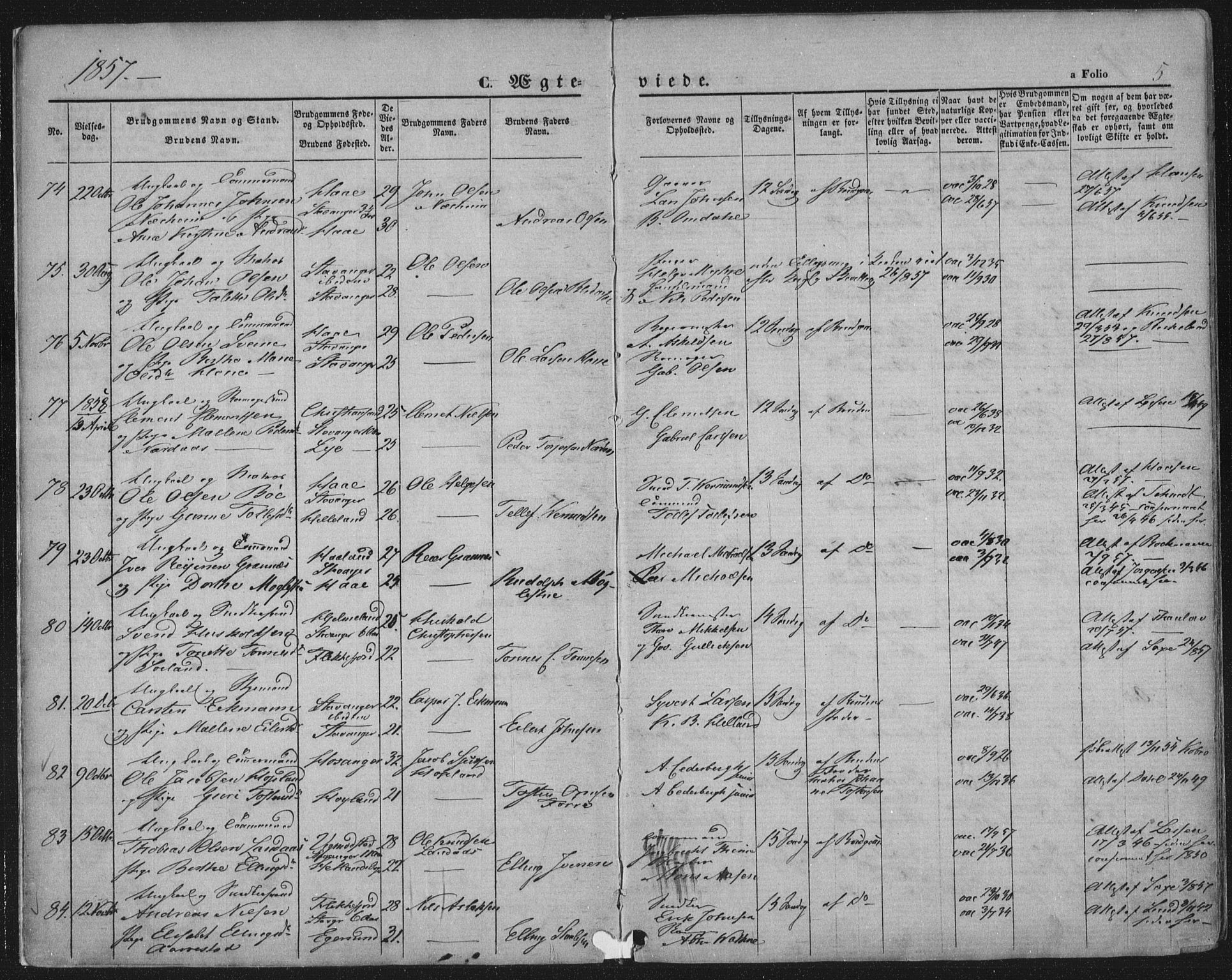 Domkirken sokneprestkontor, AV/SAST-A-101812/001/30/30BA/L0019: Ministerialbok nr. A 18, 1857-1877, s. 5
