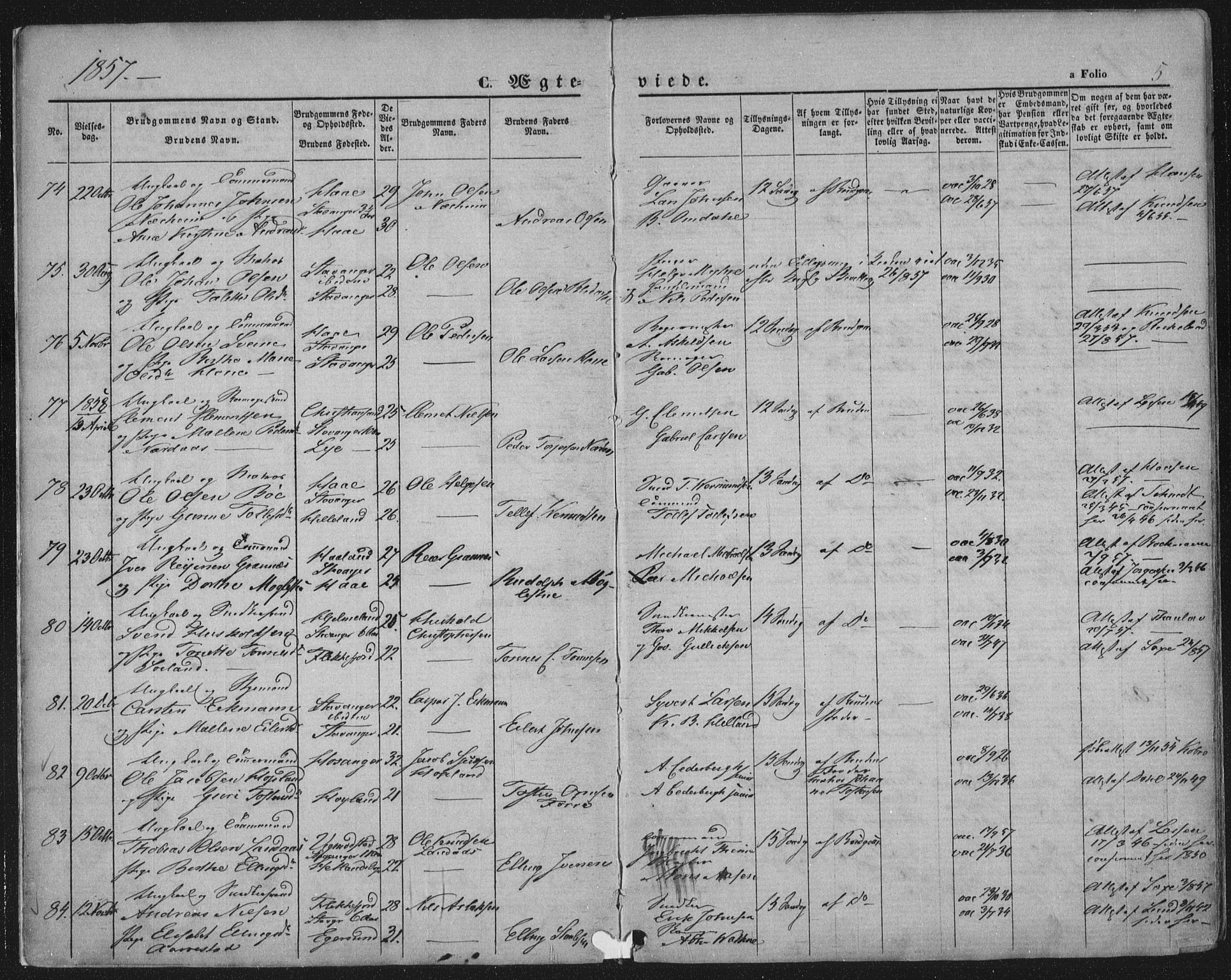 Domkirken sokneprestkontor, SAST/A-101812/001/30/30BA/L0019: Ministerialbok nr. A 18, 1857-1877, s. 5