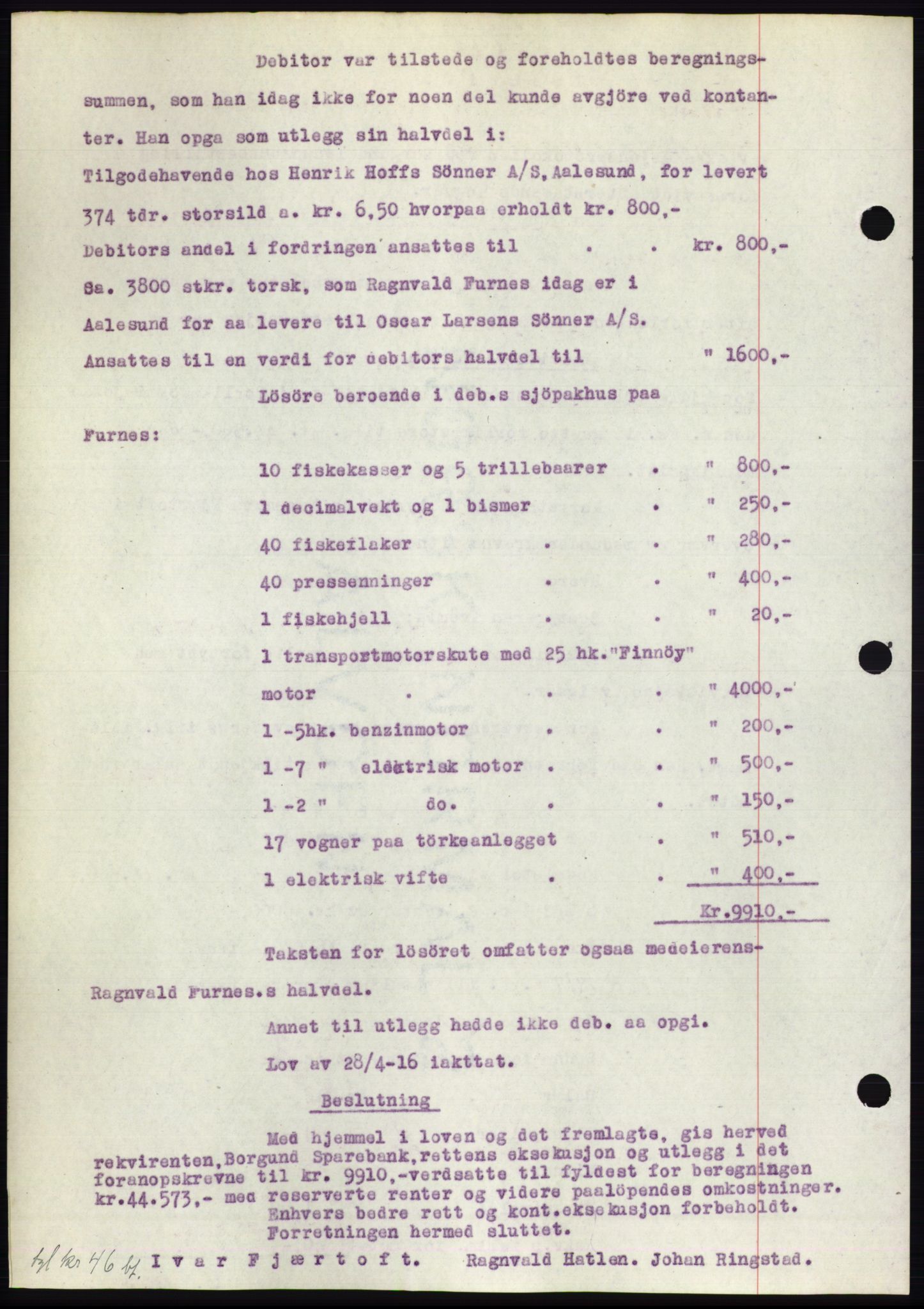 Nordre Sunnmøre sorenskriveri, AV/SAT-A-0006/1/2/2C/2Ca/L0035: Pantebok nr. 37, 1926-1926, Tingl.dato: 16.08.1926