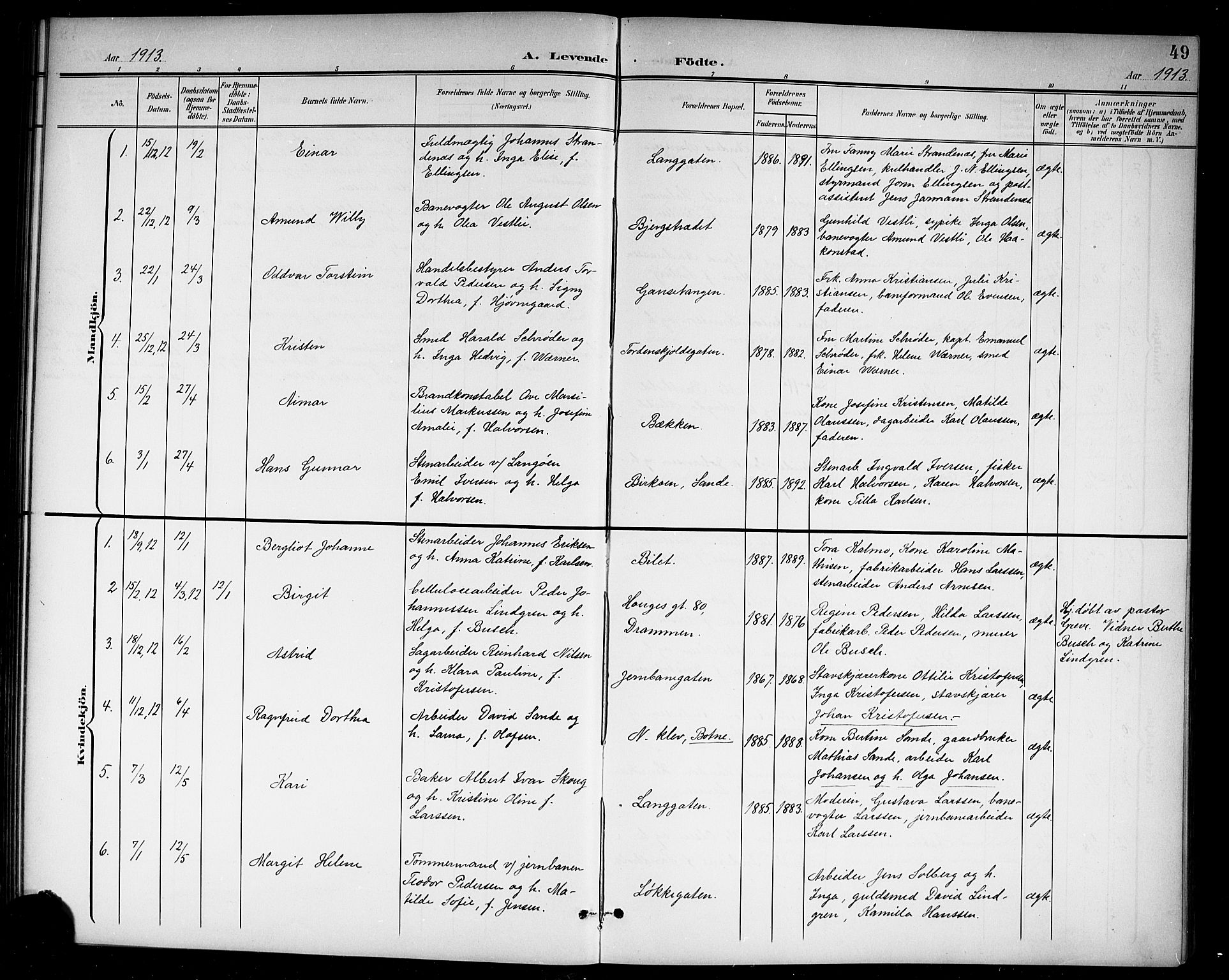 Holmestrand kirkebøker, AV/SAKO-A-346/G/Ga/L0006: Klokkerbok nr. 6, 1901-1923, s. 49