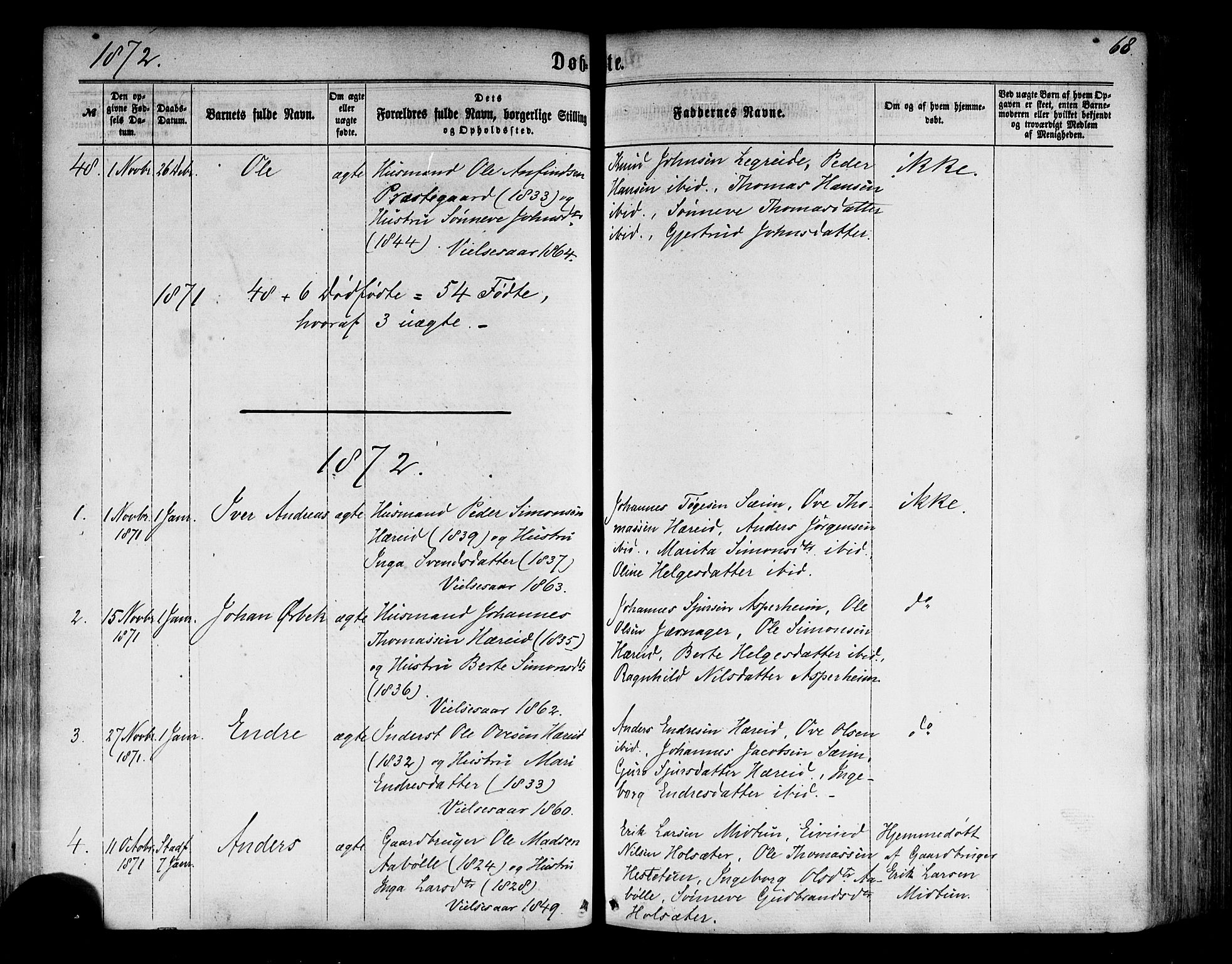 Årdal sokneprestembete, AV/SAB-A-81701: Ministerialbok nr. A 3, 1863-1886, s. 68