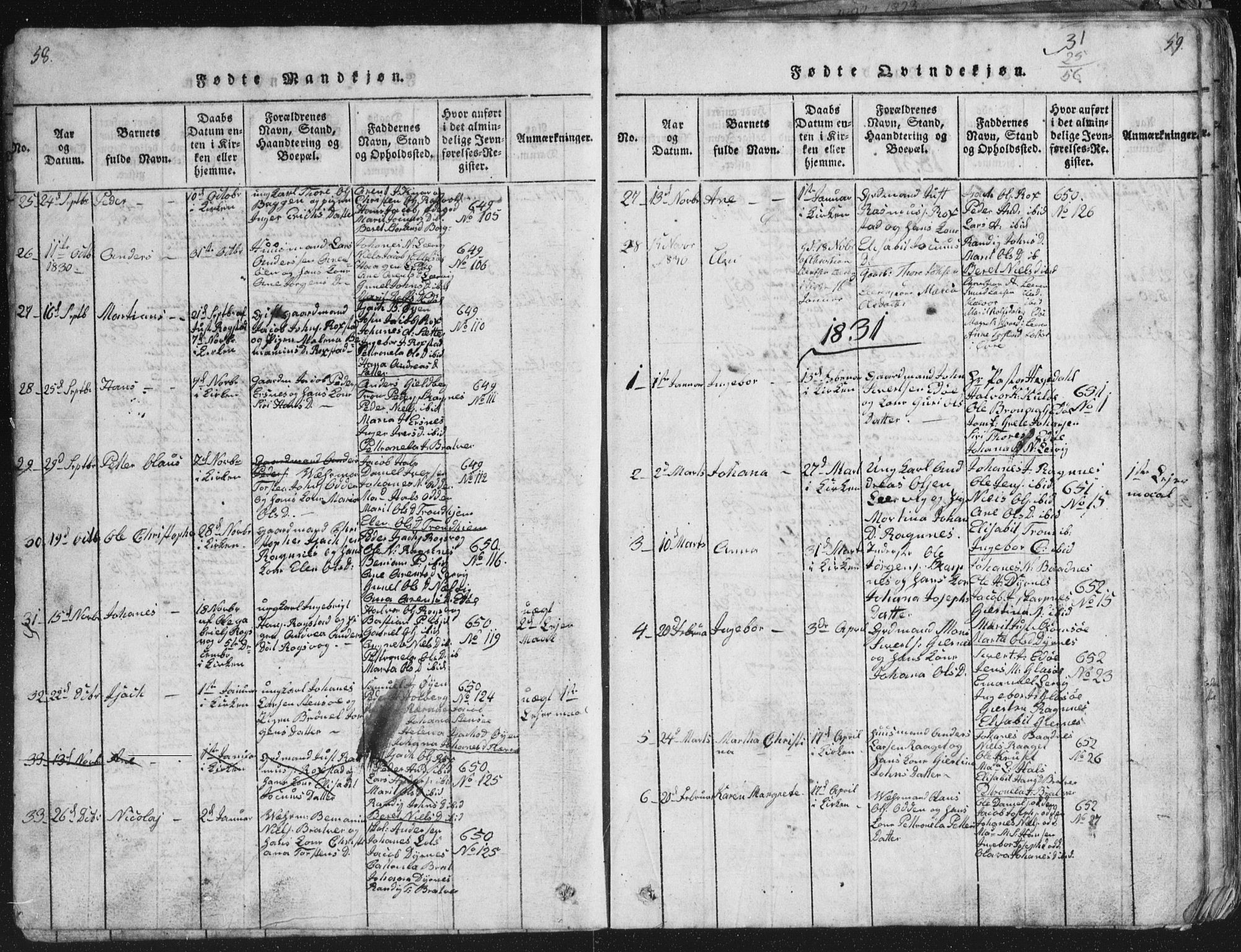 Ministerialprotokoller, klokkerbøker og fødselsregistre - Møre og Romsdal, SAT/A-1454/581/L0942: Klokkerbok nr. 581C00, 1820-1836, s. 58-59