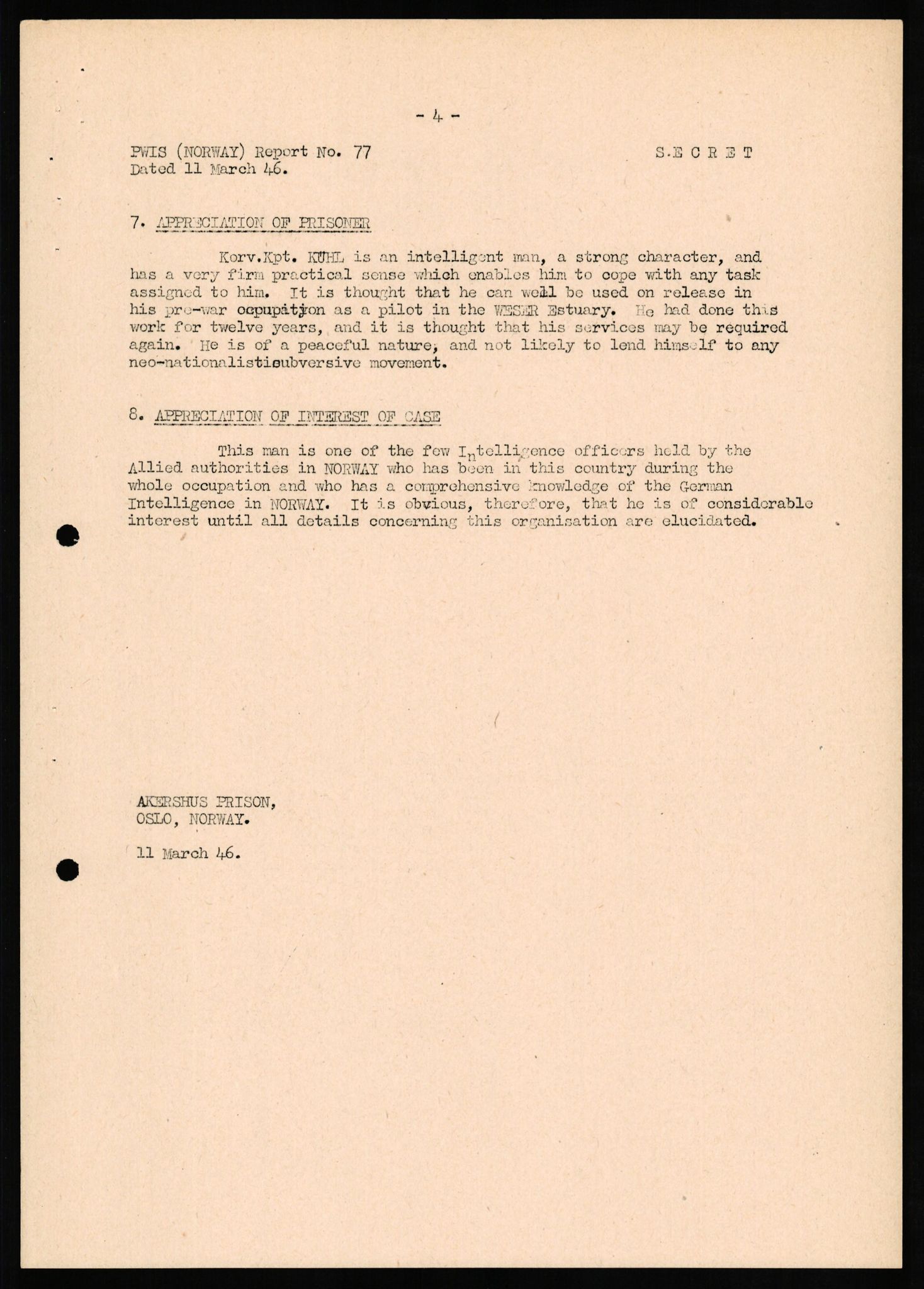 Forsvaret, Forsvarets overkommando II, AV/RA-RAFA-3915/D/Db/L0019: CI Questionaires. Tyske okkupasjonsstyrker i Norge. Tyskere., 1945-1946, s. 20