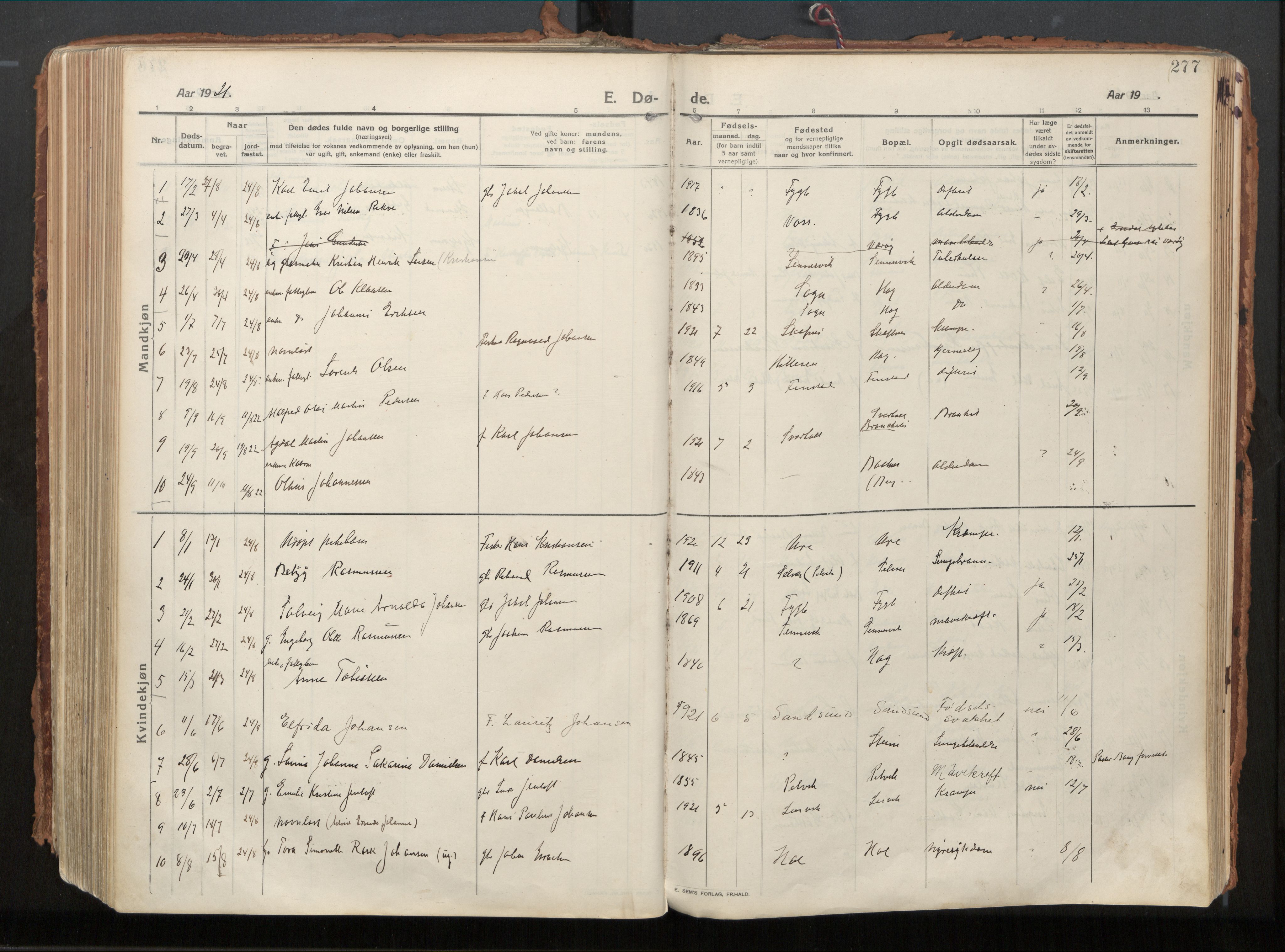 Ministerialprotokoller, klokkerbøker og fødselsregistre - Nordland, AV/SAT-A-1459/882/L1181: Ministerialbok nr. 882A03, 1913-1937, s. 277