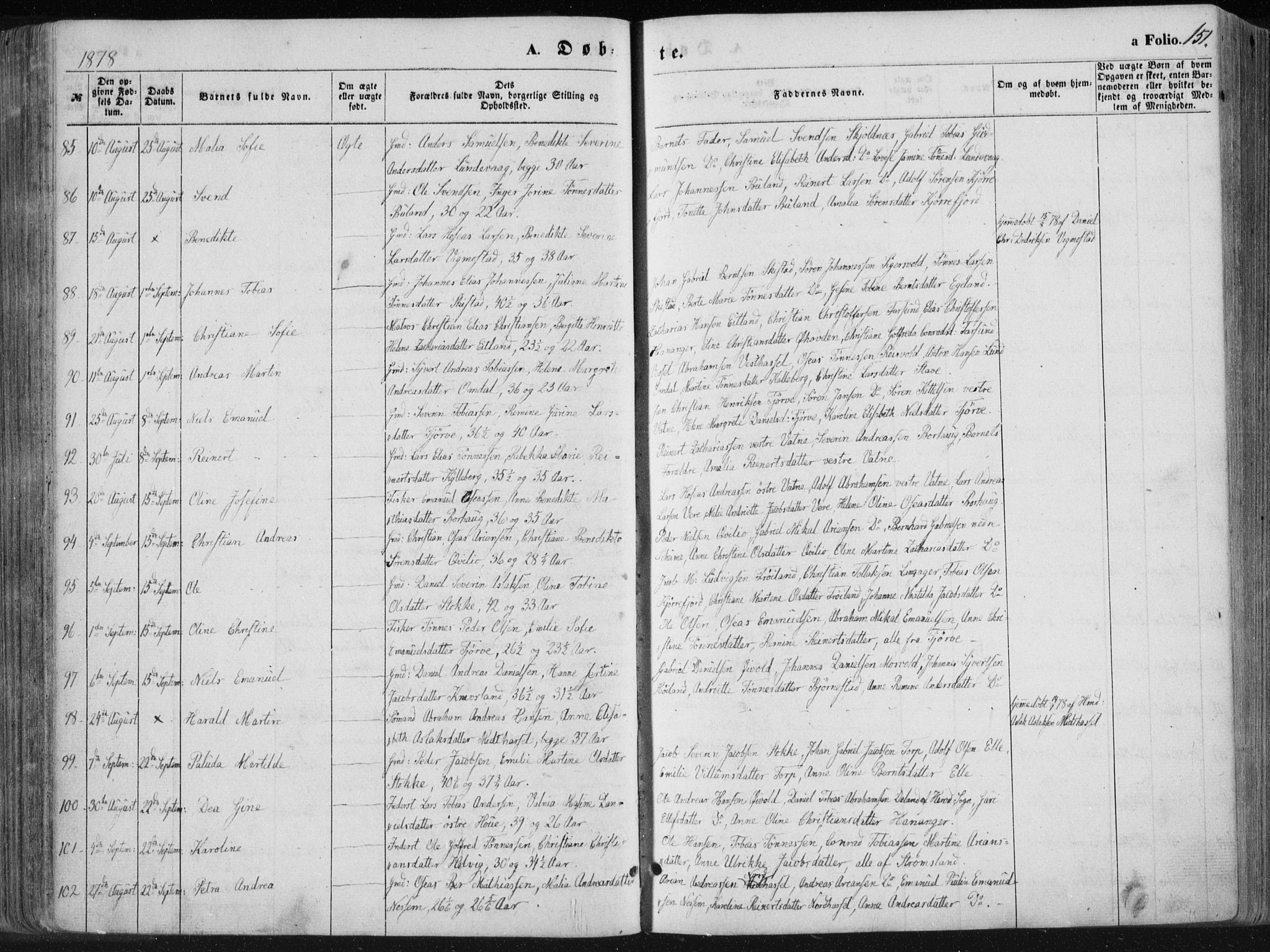 Lista sokneprestkontor, AV/SAK-1111-0027/F/Fa/L0011: Ministerialbok nr. A 11, 1861-1878, s. 151