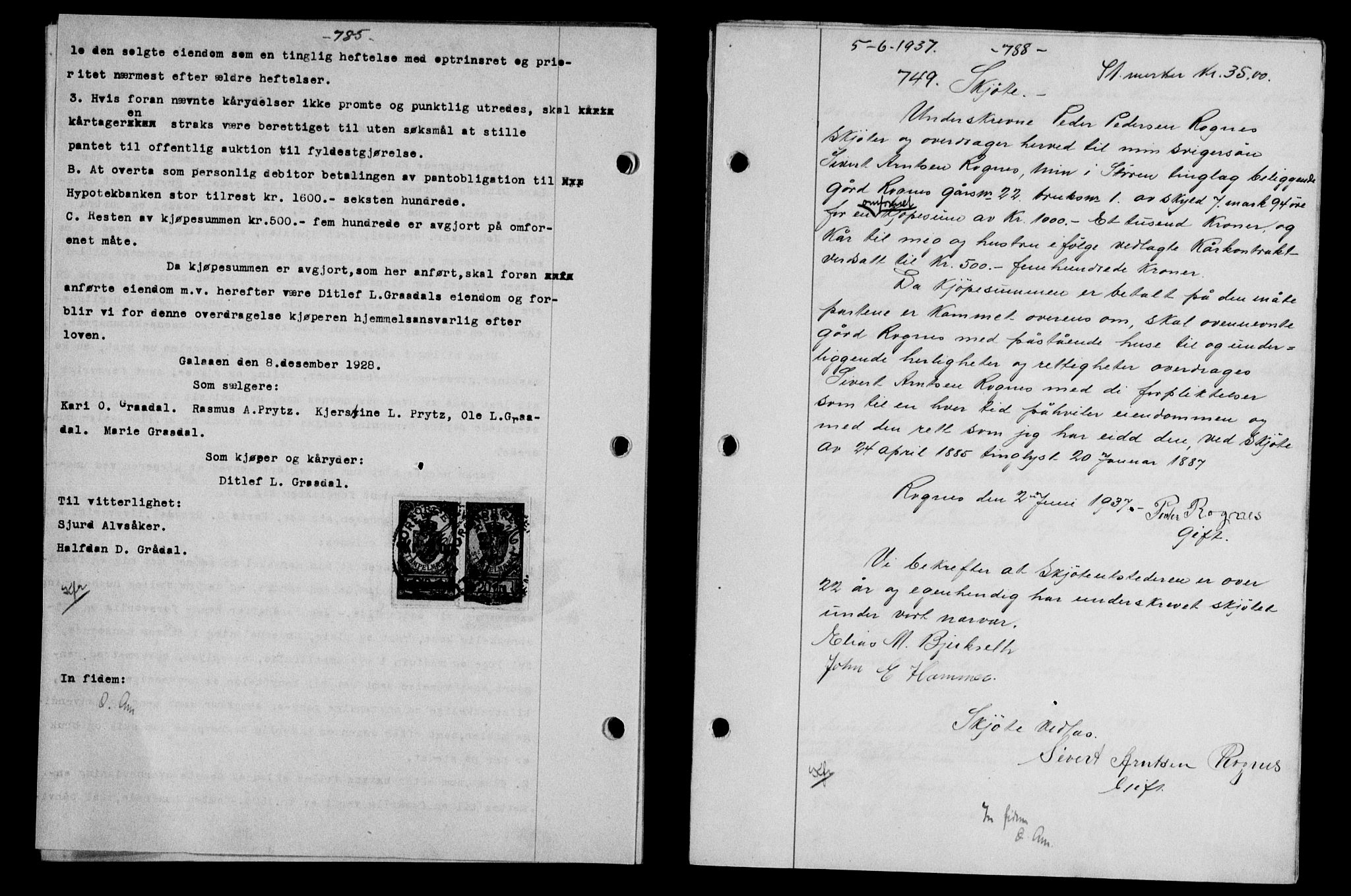 Gauldal sorenskriveri, SAT/A-0014/1/2/2C/L0047: Pantebok nr. 50-51, 1937-1937, Dagboknr: 749/1937